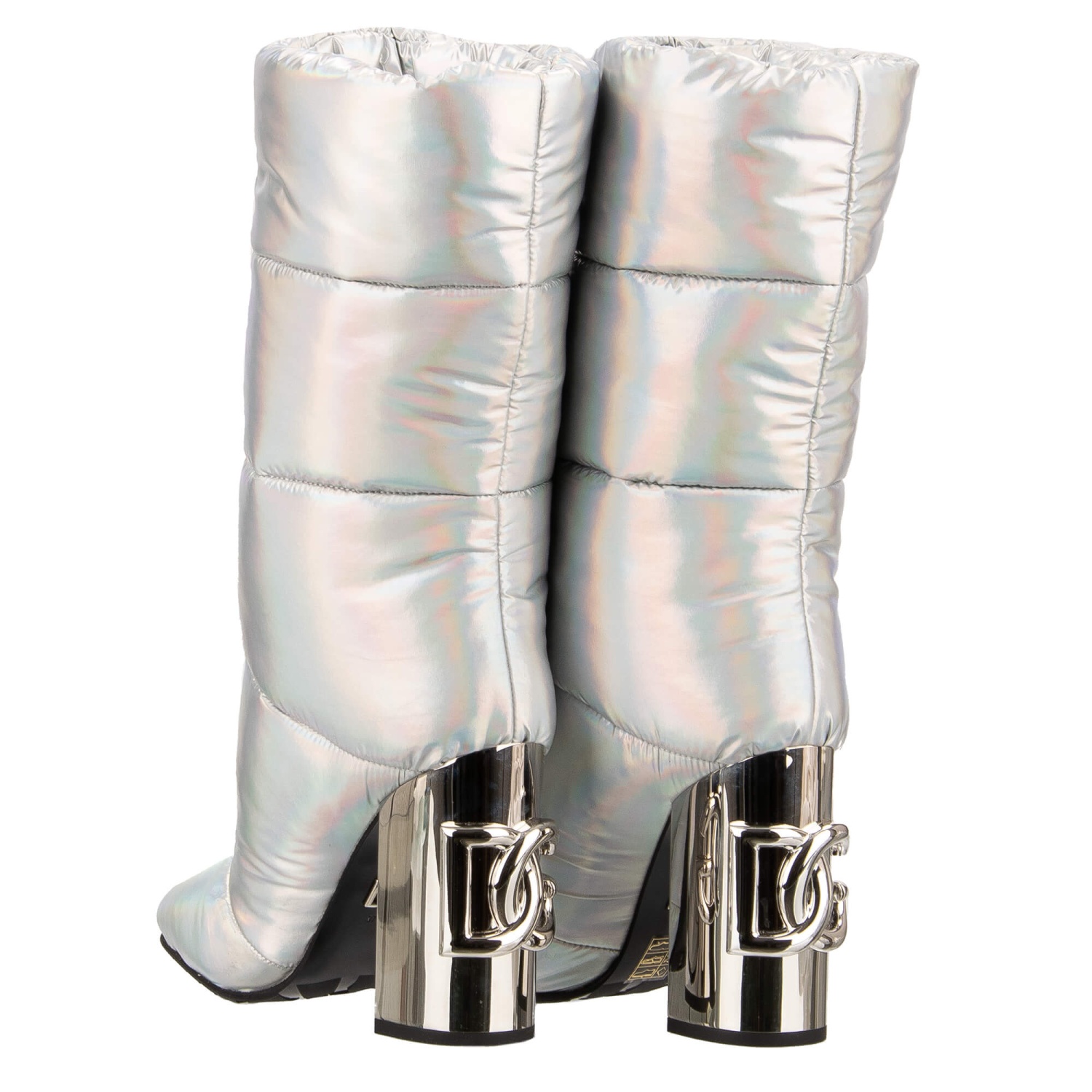 DOLCE & GABBANA Padded DG Metal Logo Heels JACKIE Boots Rainbow