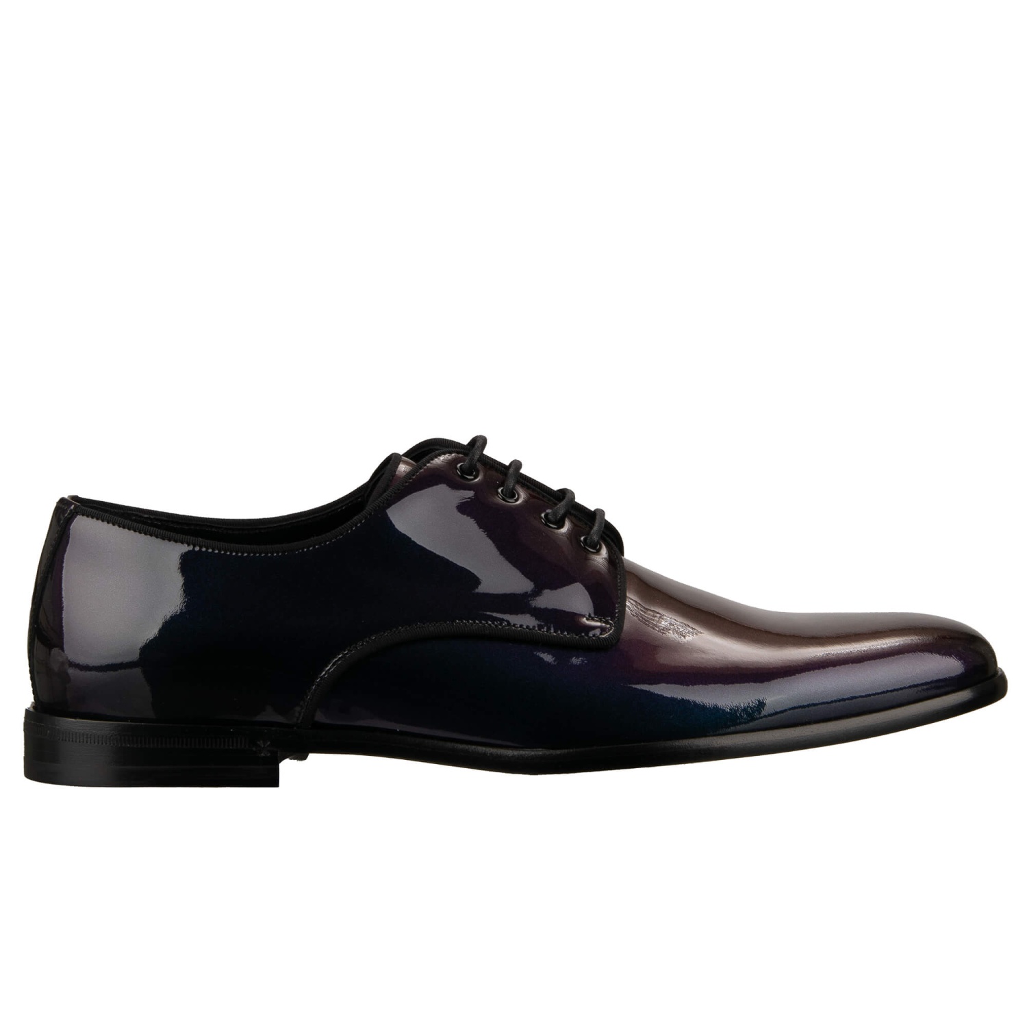 Dolce & Gabbana Lace-Up Almond-Toe Derby Shoes in Black Patent Leather DOLCE & GABBANA Patent Leather Derby Shoes RAFFAELLO Purple  main image 3