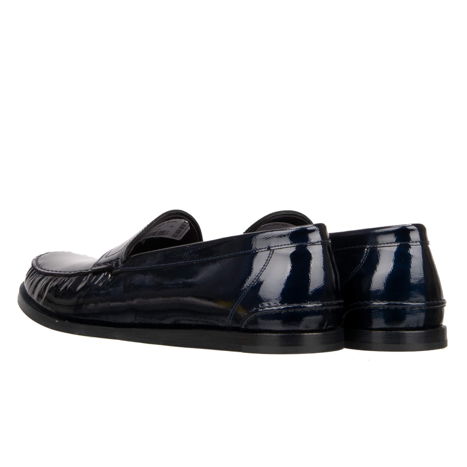DOLCE & GABBANA Patent Leather Loafer Moccasins Shoes Blue