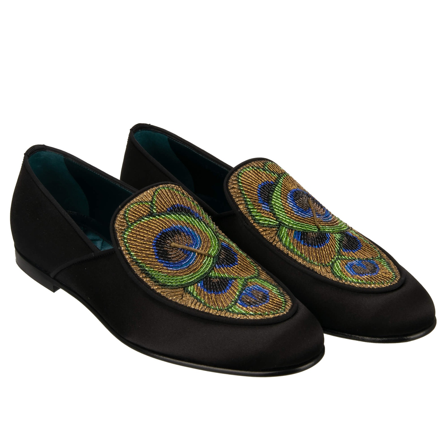 DOLCE & GABBANA Peacock Feather Goldwork Loafer Shoes CIMABUE