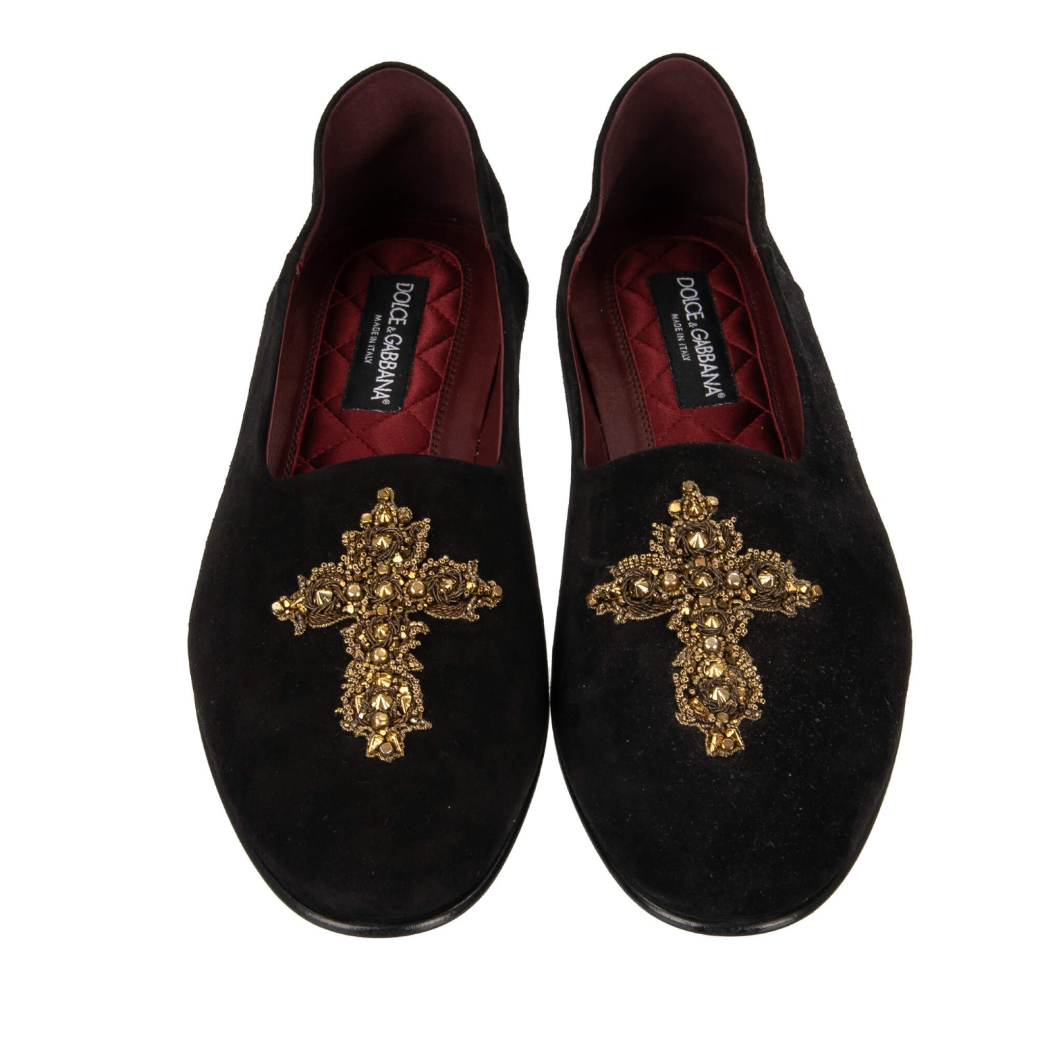 DOLCE & GABBANA Pearl Cross Suede Loafer Shoes Mocassins  display picture 1
