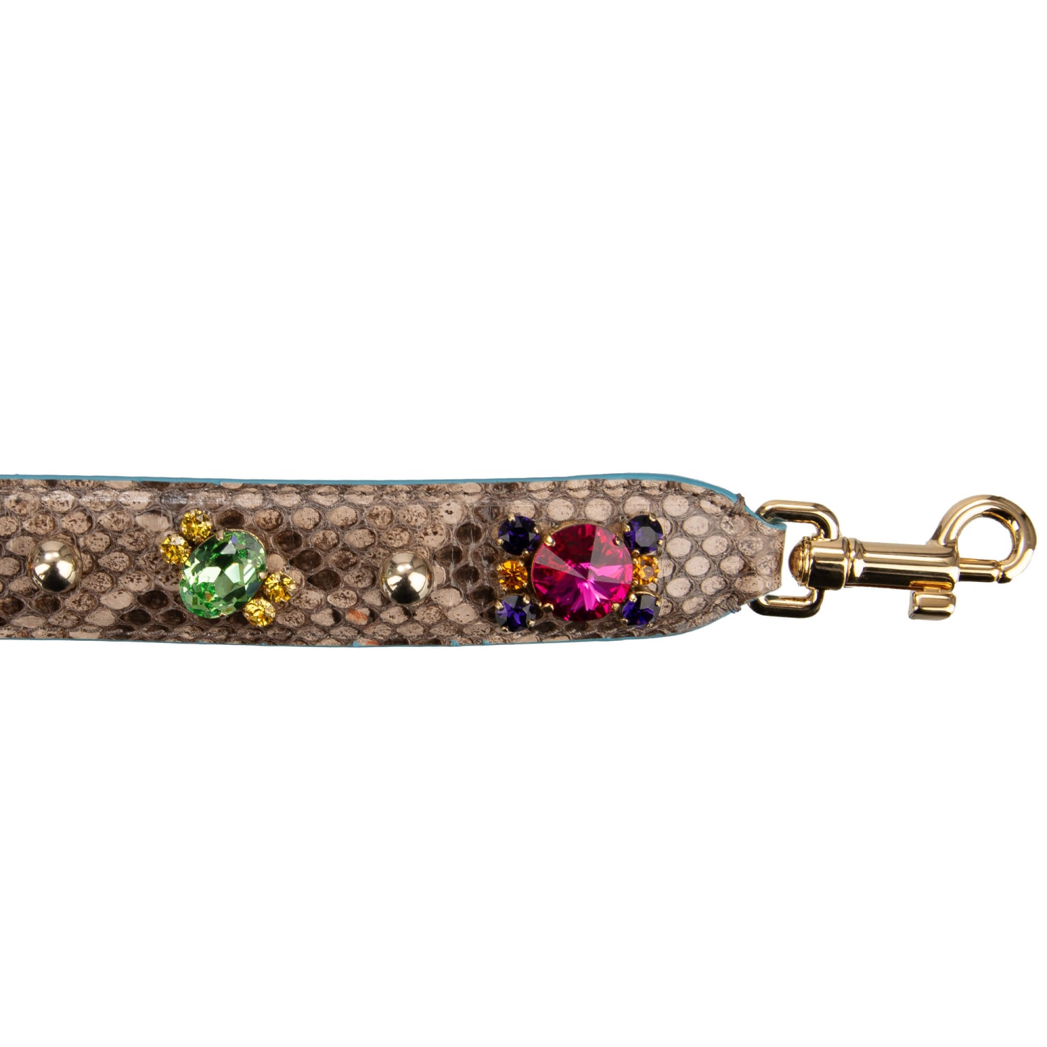 DOLCE & GABBANA Pearl Crystal Snake Leather Bag Strap Handle