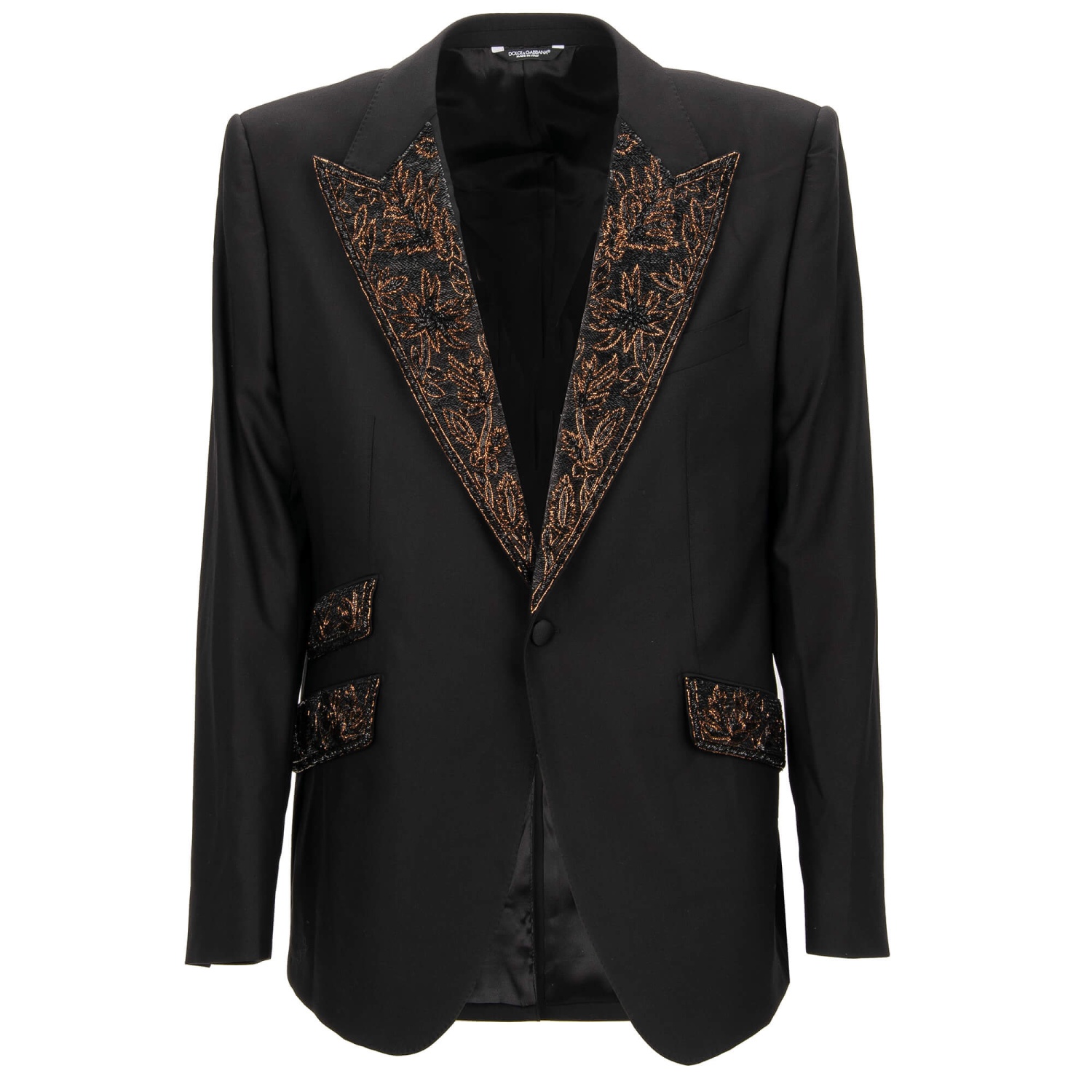 DOLCE & GABBANA Peral Sequins Embroidery Tuxedo Blazer Black