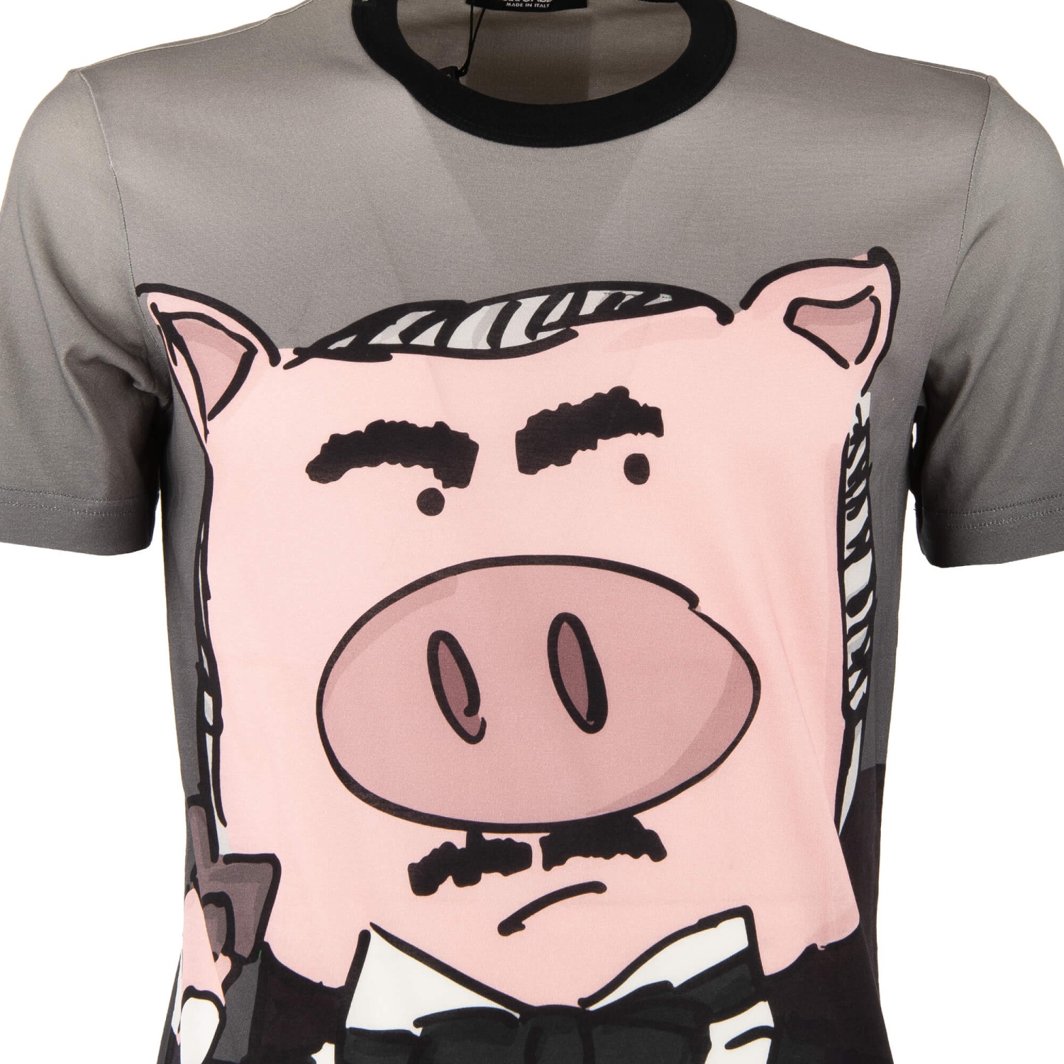 激安アウトレット通販 DOLCE & GABBANA Printed Cotton T-Shirt Pig with Suit and アイドル