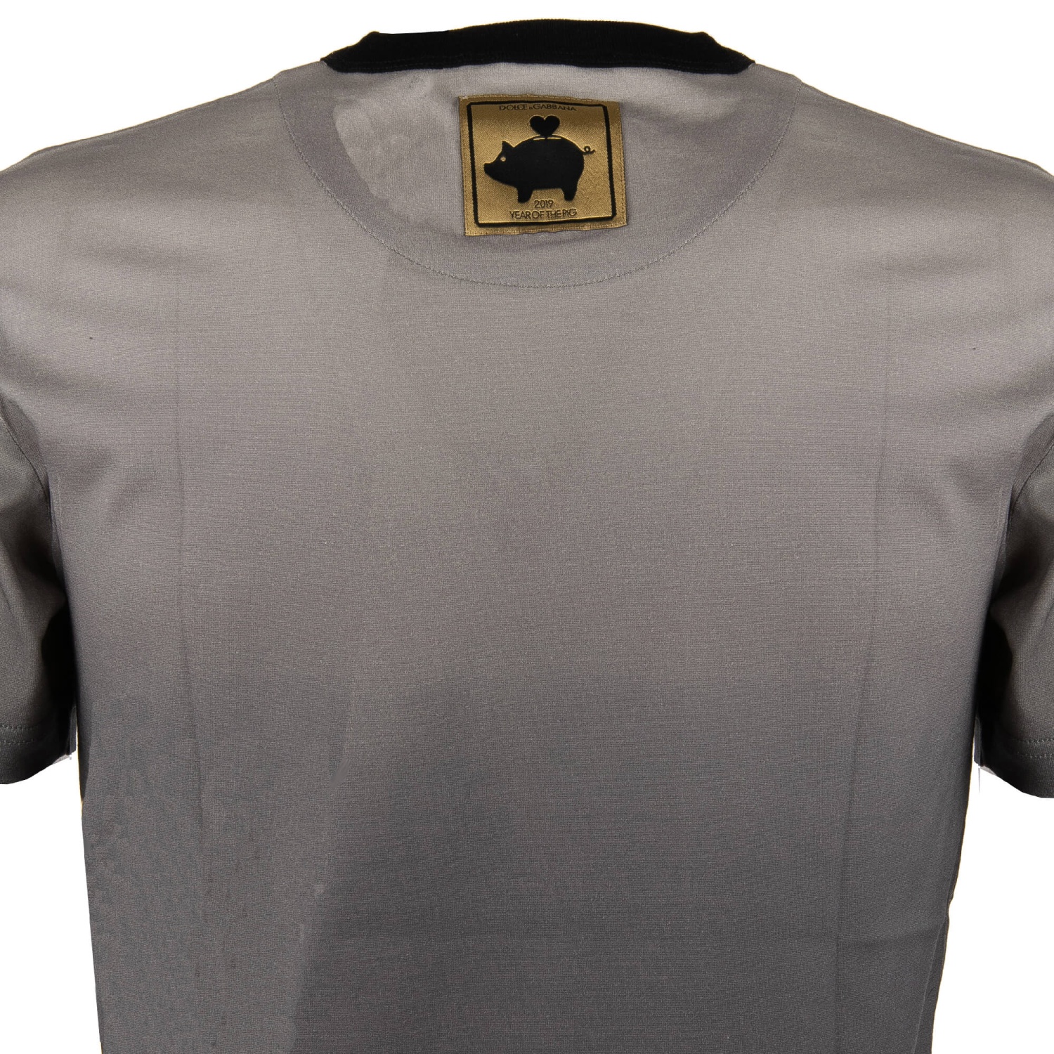 【関税&送料込】Dolce&Gabbana Gray Cotton T-Shirt With Print Cotton T-shirt with embroidery in Grey for Men