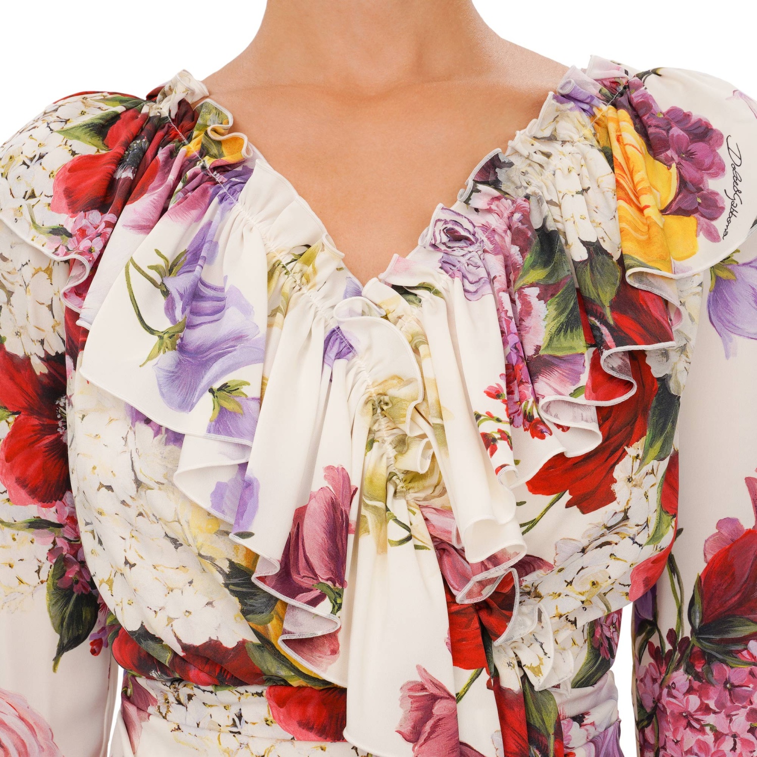 ワンピース D&G Frilled Silk Flower Dress D&G Frilled Silk Flower Dress