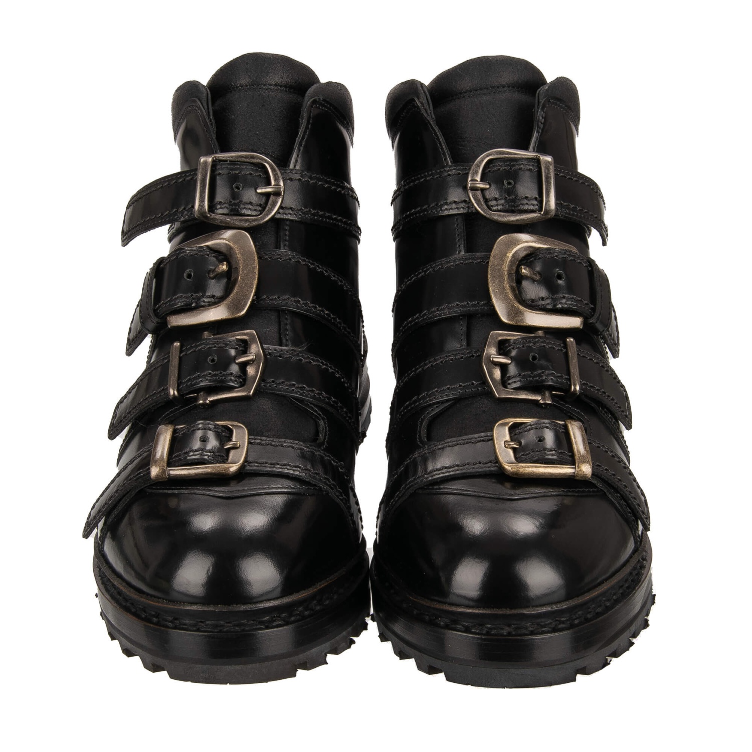 DOLCE & GABBANA Runway Buckle Leather Boots Shoes CORTINA 