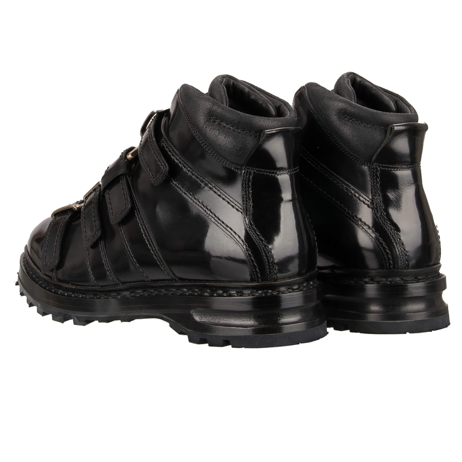 DOLCE & GABBANA Runway Buckle Leather Boots Shoes CORTINA Black | eBay