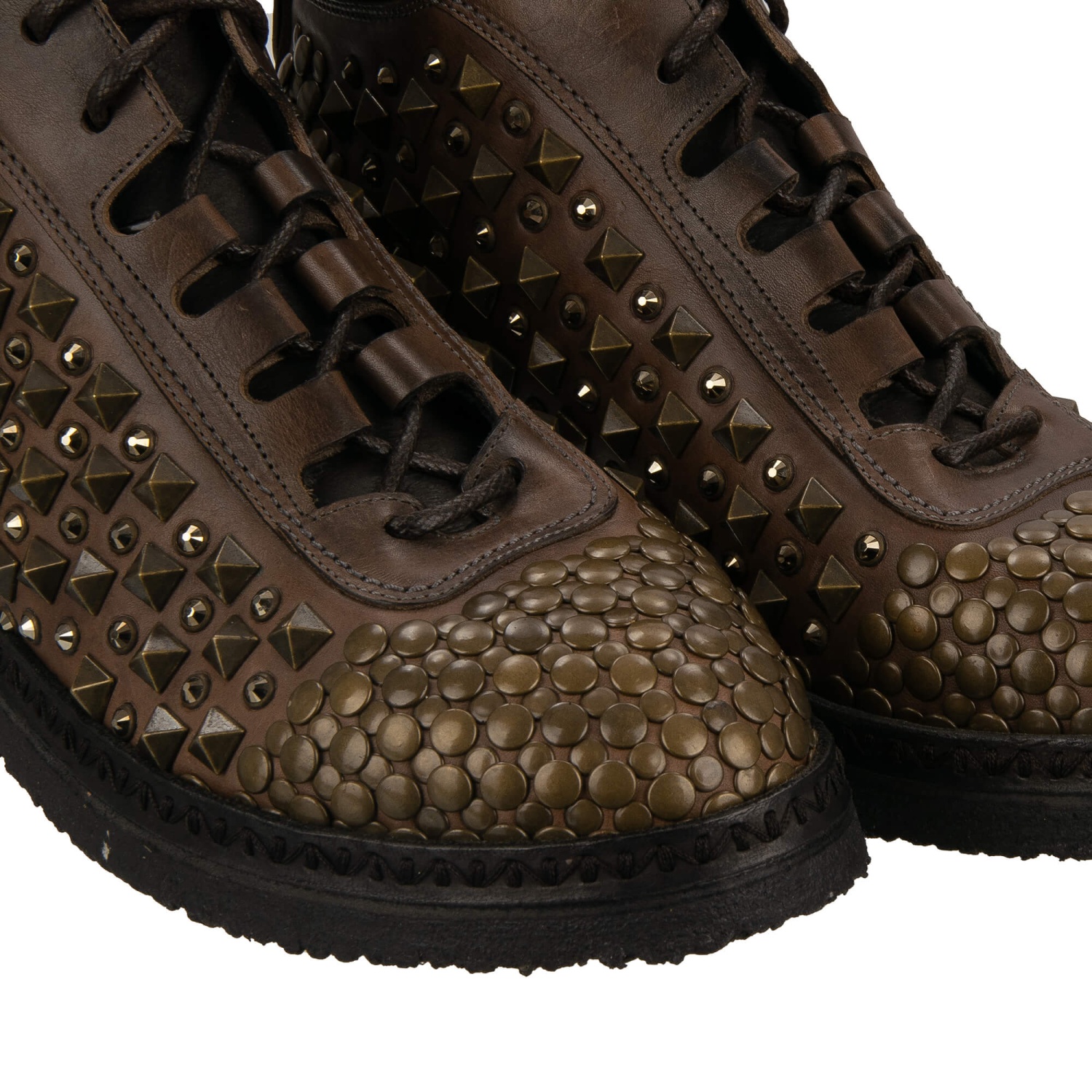 Dolce & Gabbana Brown Leather Runway Studs Ankle Boots Men\'s Shoes Dolce & Gabbana Boots for Men | Online Sale up to 59% off | Lyst main image 4