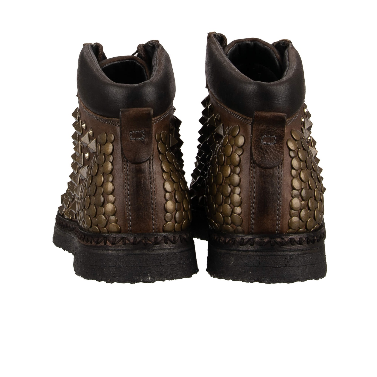 Dolce & Gabbana Brown Leather Runway Studs Ankle Boots Men  display picture 3