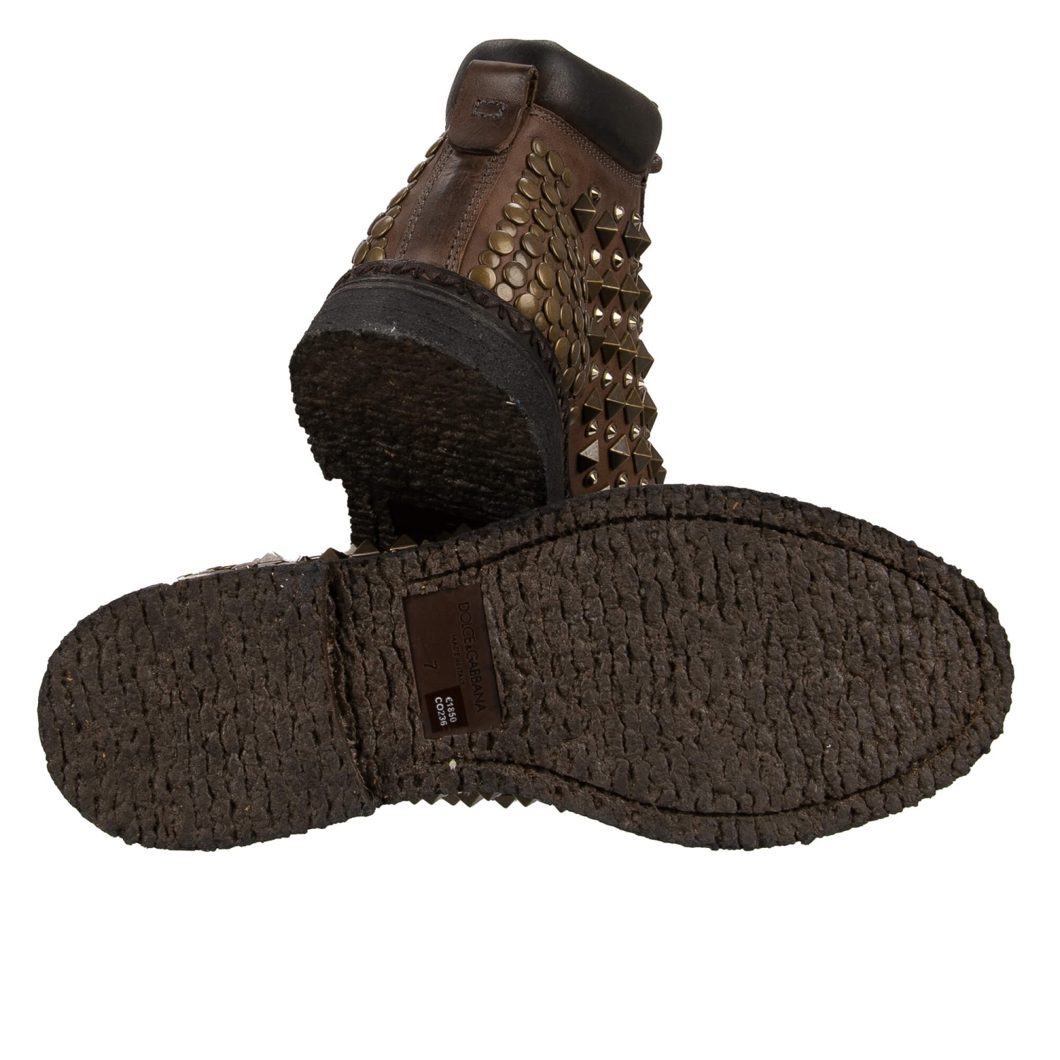 Dolce & Gabbana Brown Leather Runway Studs Ankle Boots Men\'s Shoes Dolce & Gabbana Boots for Men | Online Sale up to 59% off | Lyst main image 3