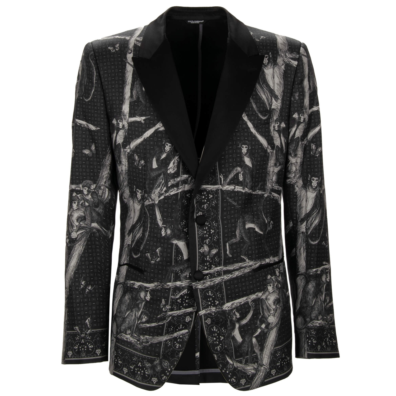 DOLCE & GABBANA SICILIA Monkey Silk Blazer Jacket Peak Lapel