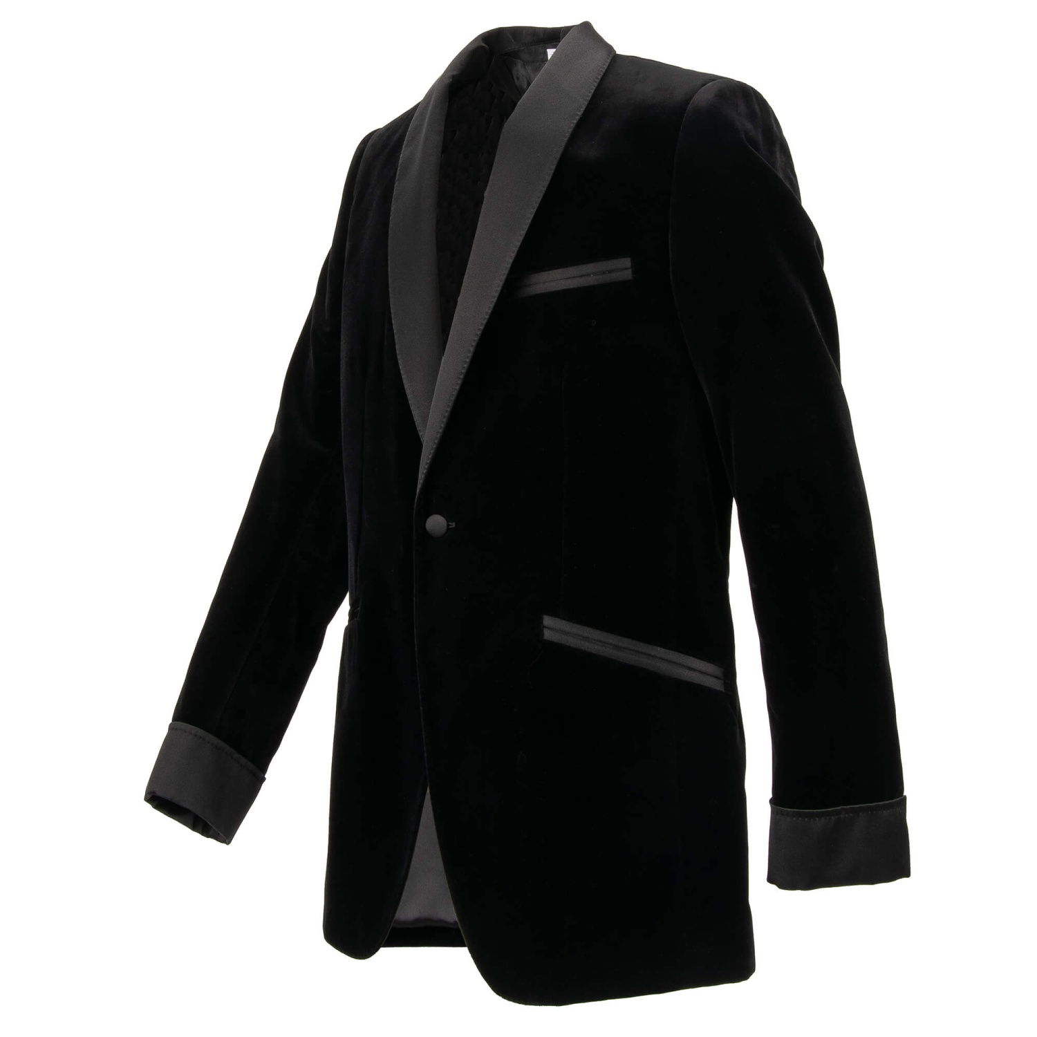 DOLCE & GABBANA Silk Velvet Blazer Jacket Tuxedo Black 48 US