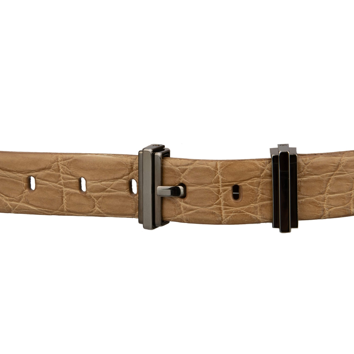 DOLCE & GABBANA Silver Decorative Metal Buckle Croco Leather 