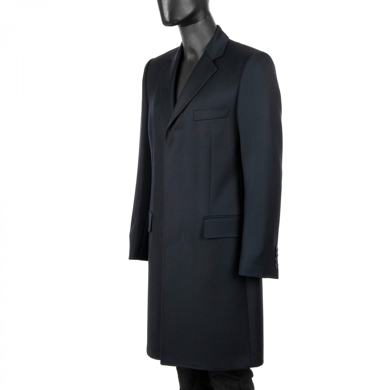 DOLCE & GABBANA Single-Breasted Slim Virgin Wool Coat Blue 48 US 38 M ...