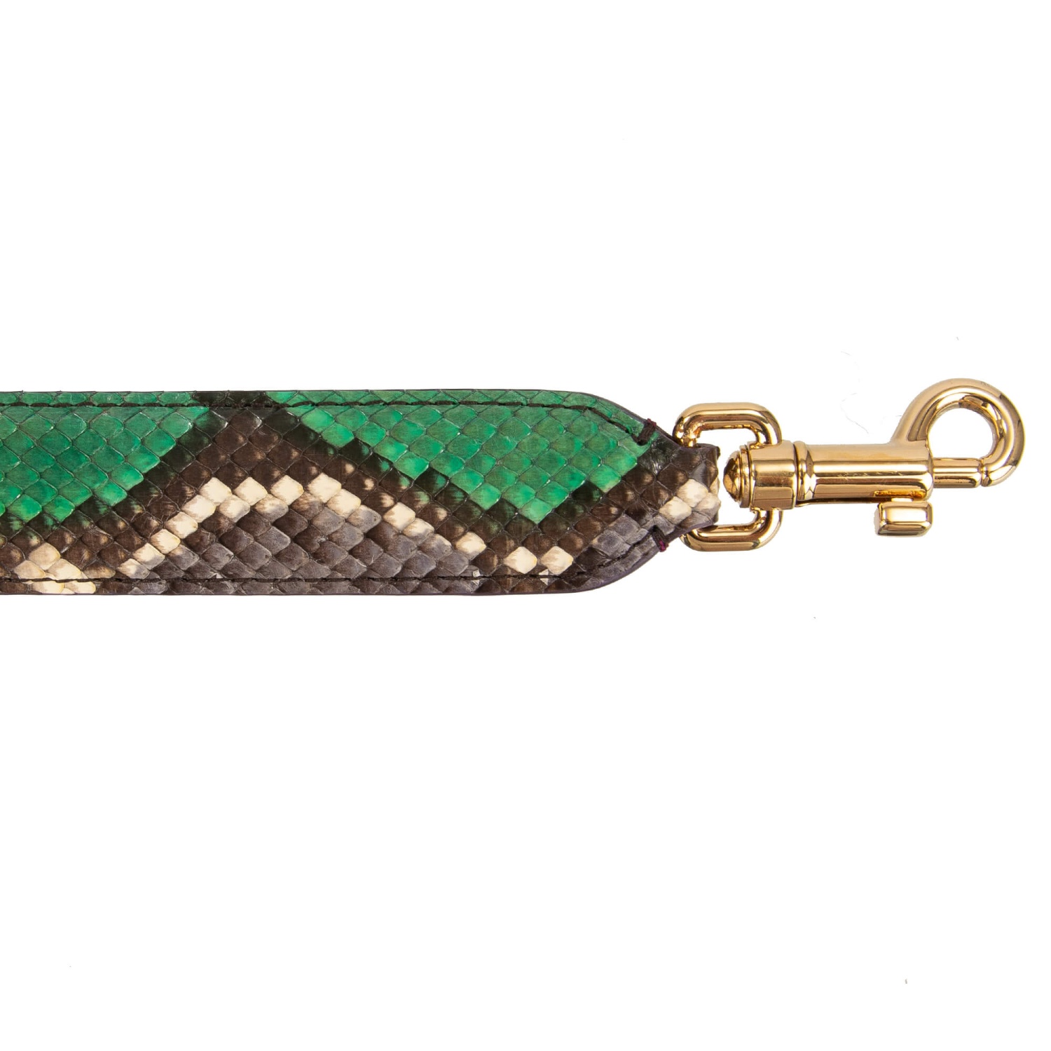 DOLCE & GABBANA Snake Leather Bag Strap Handle Green Purple
