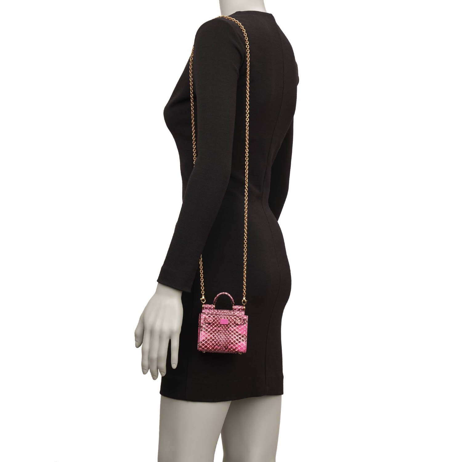 DOLCE & GABBANA Snake Leather Crossbody Bag SICILY 62 Micro