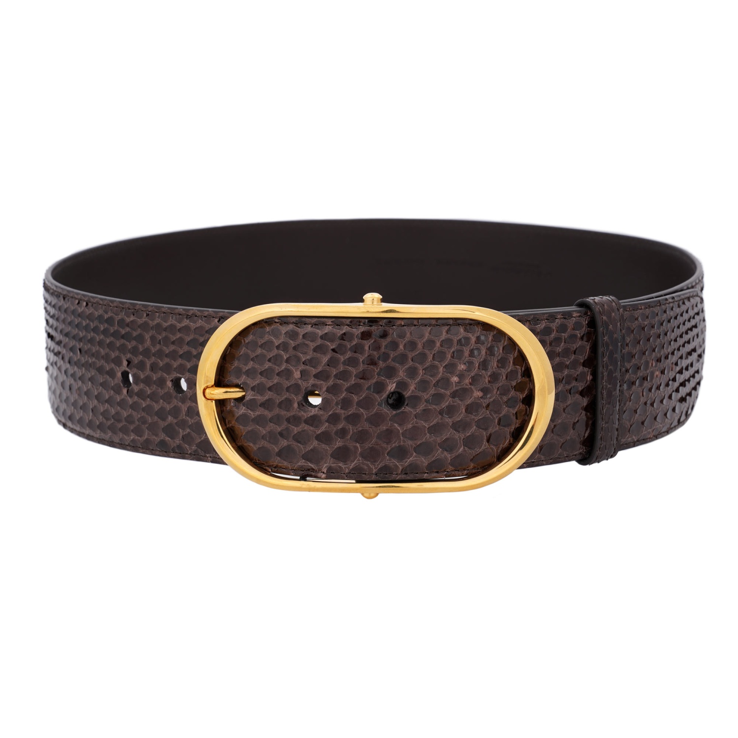 DOLCE & GABBANA Snake Skin Leather Wide Dress Belt Chocolate  display picture 3