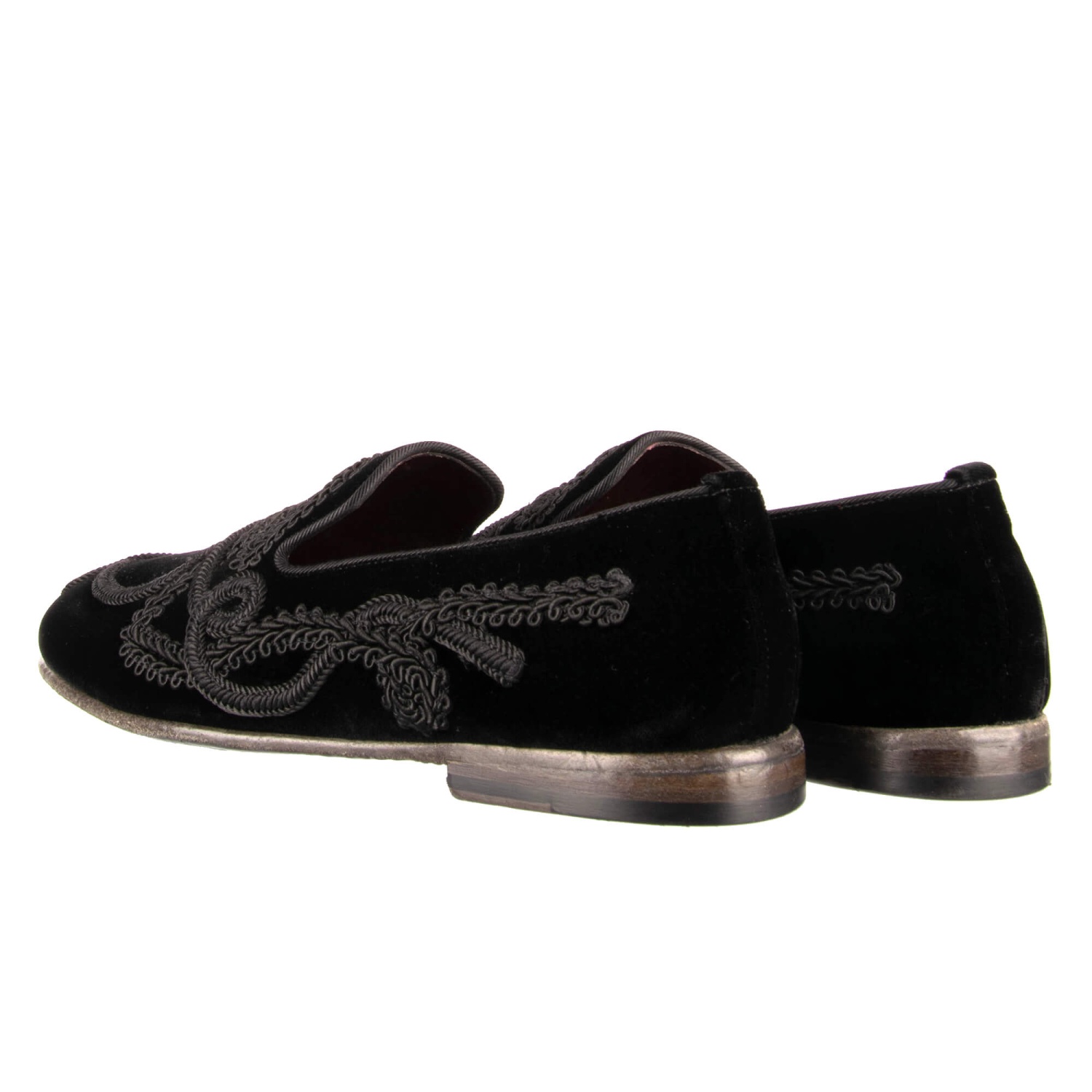 【送料&関税込】Dolce & Gabbana Polished Leather Platfor DOLCE & GABBANA Spanish Lace Velvet Loafer Shoes Black 39 UK