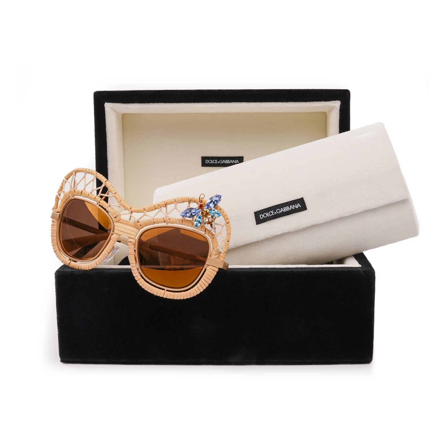 Lunettes De Soleil Dolce & Gabbana – Édition Limitée Papillon, Or Cristaux, Neuf Avec étiquettes