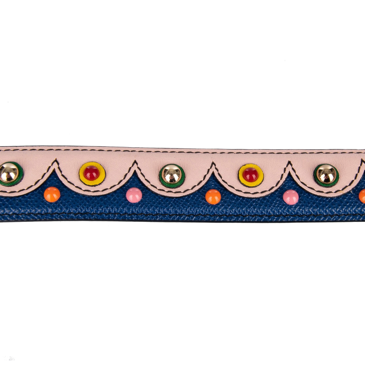DOLCE & GABBANA Studded Leather Bag Strap Handle Pink Blue