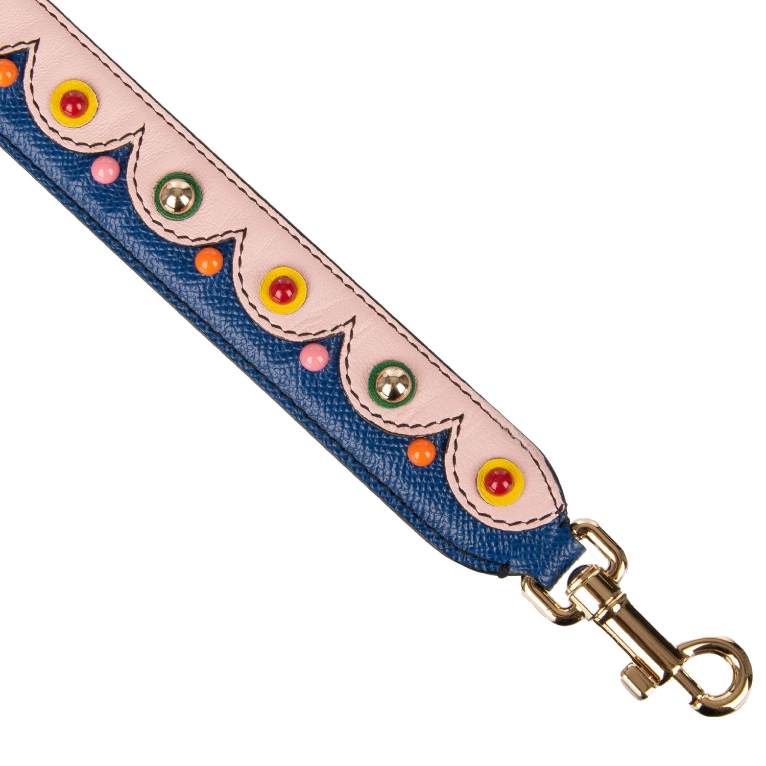 Dolce & Gabbana ロゴプレート トップハンドル バッグ DOLCE & GABBANA Studded Leather Bag Strap Handle Pink Blue
