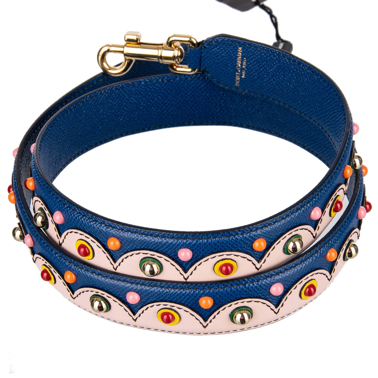 正規店買付【DOLCE & GABBANA】レザー スリングバック DOLCE & GABBANA Studded Leather Bag Strap Handle Pink Blue