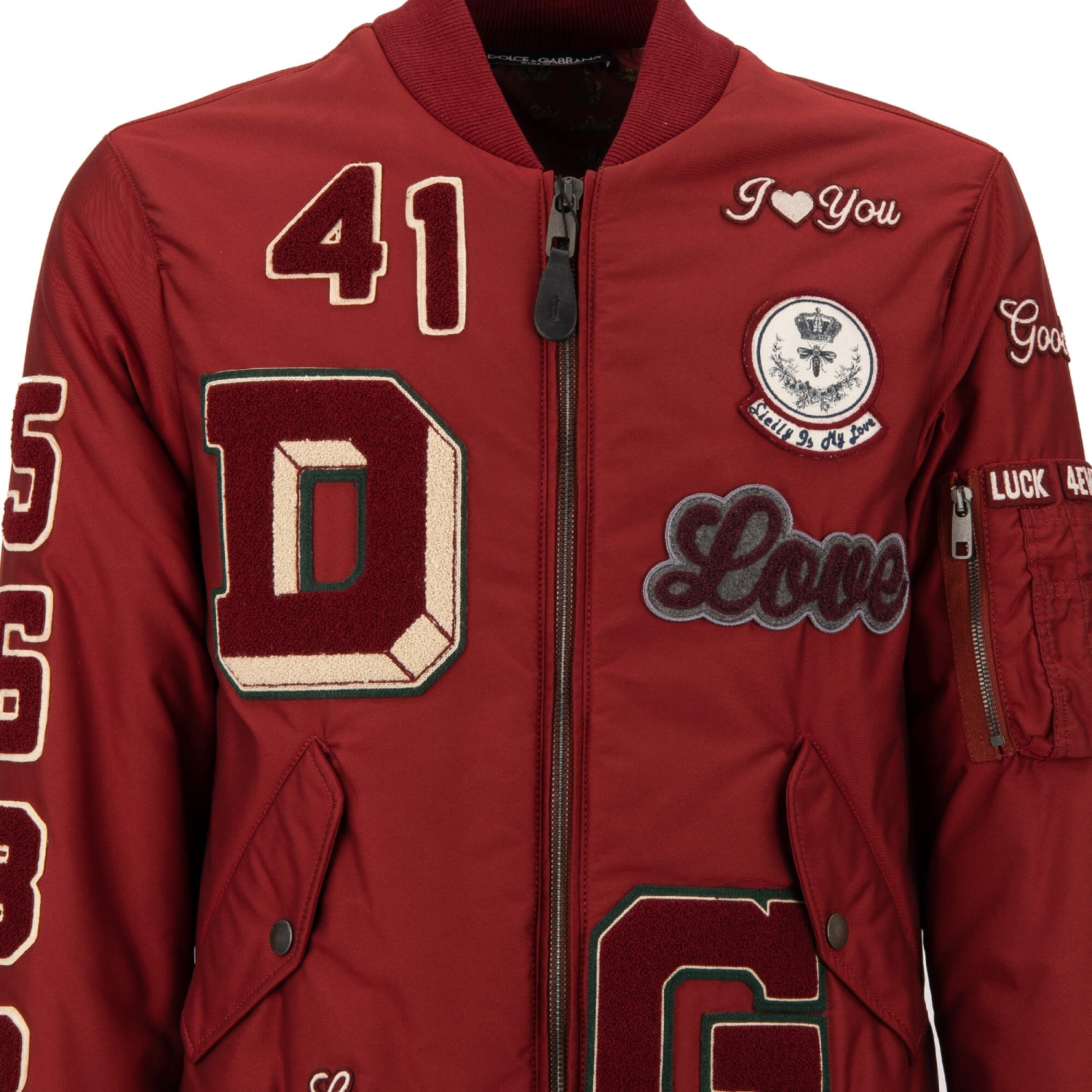 Dolce & Gabbana DGロゴ キルティング ダウンジャケット レッド DOLCE & GABBANA Stuffed Bomber Jacket AMORE with Logo