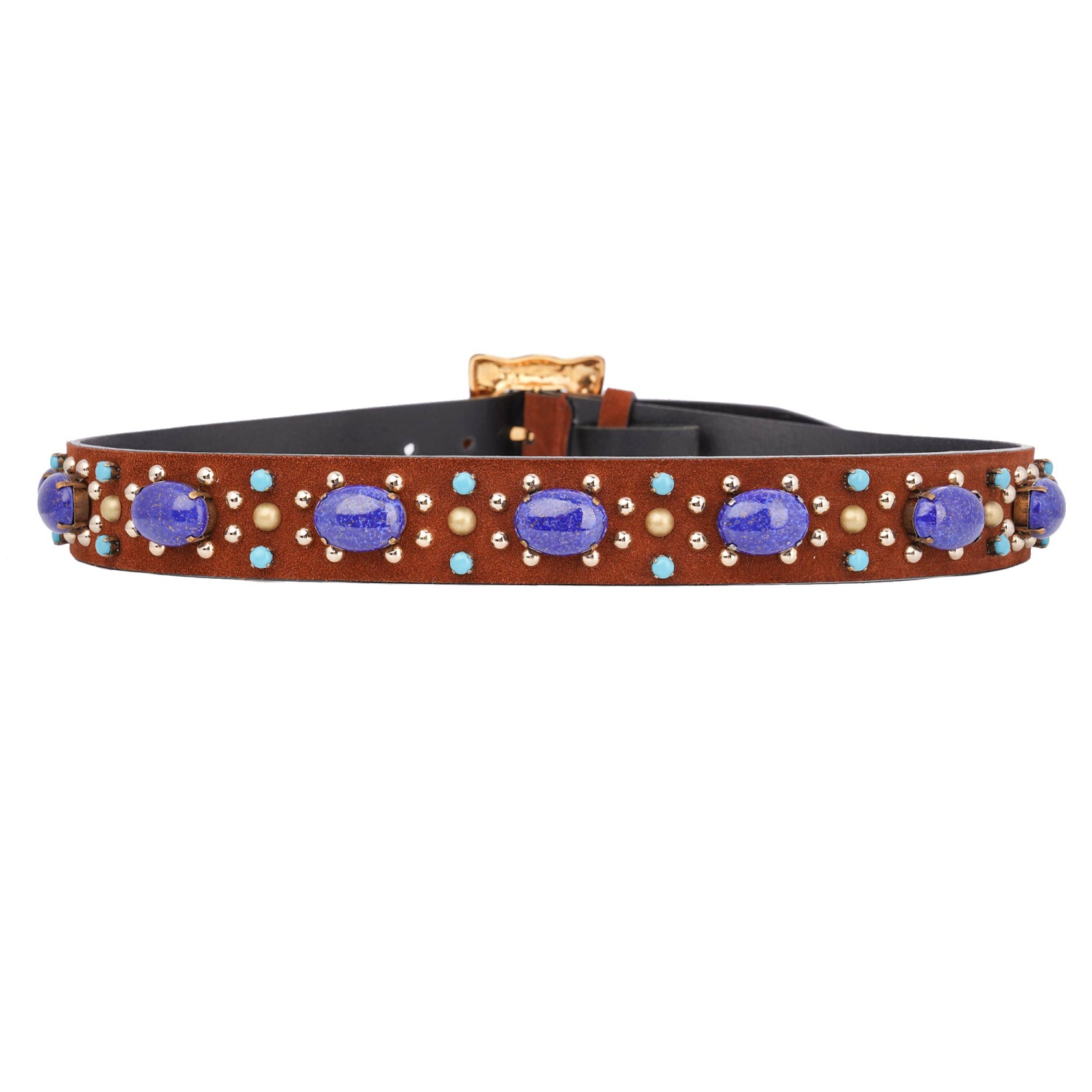 DOLCE&GABBANA★素敵!crystal and suede belt DOLCE & GABBANA Suede Leather Pearl Crystal Belt Brown Blue