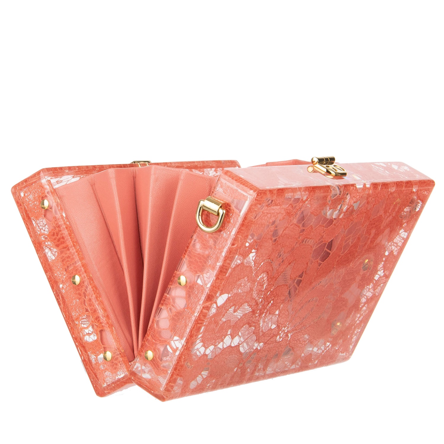Pochette Dolce & Gabbana Dolce Box - Plexi, Dentelle Pivoine Rose, édition Limitée, Neuve Avec étiquettes
