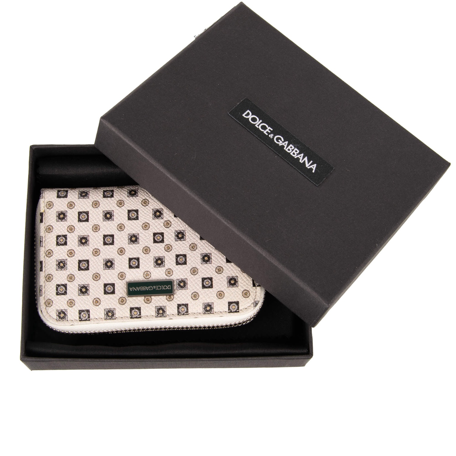 DOLCE & GABBANA Tie Printed Dauphine Leather Zip-Around