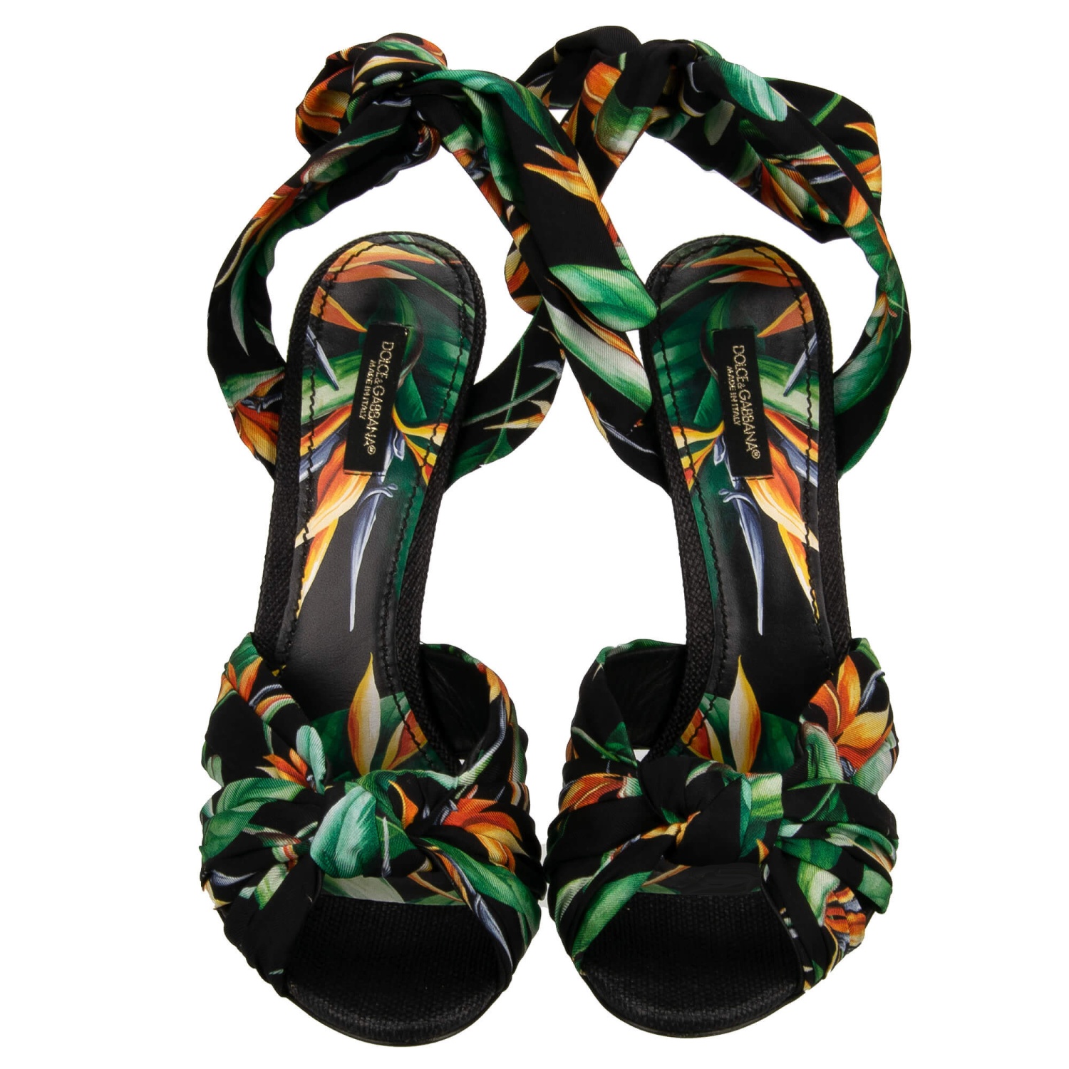 DOLCE & GABBANA Tropical Flower Silk Lace Sandals Heels