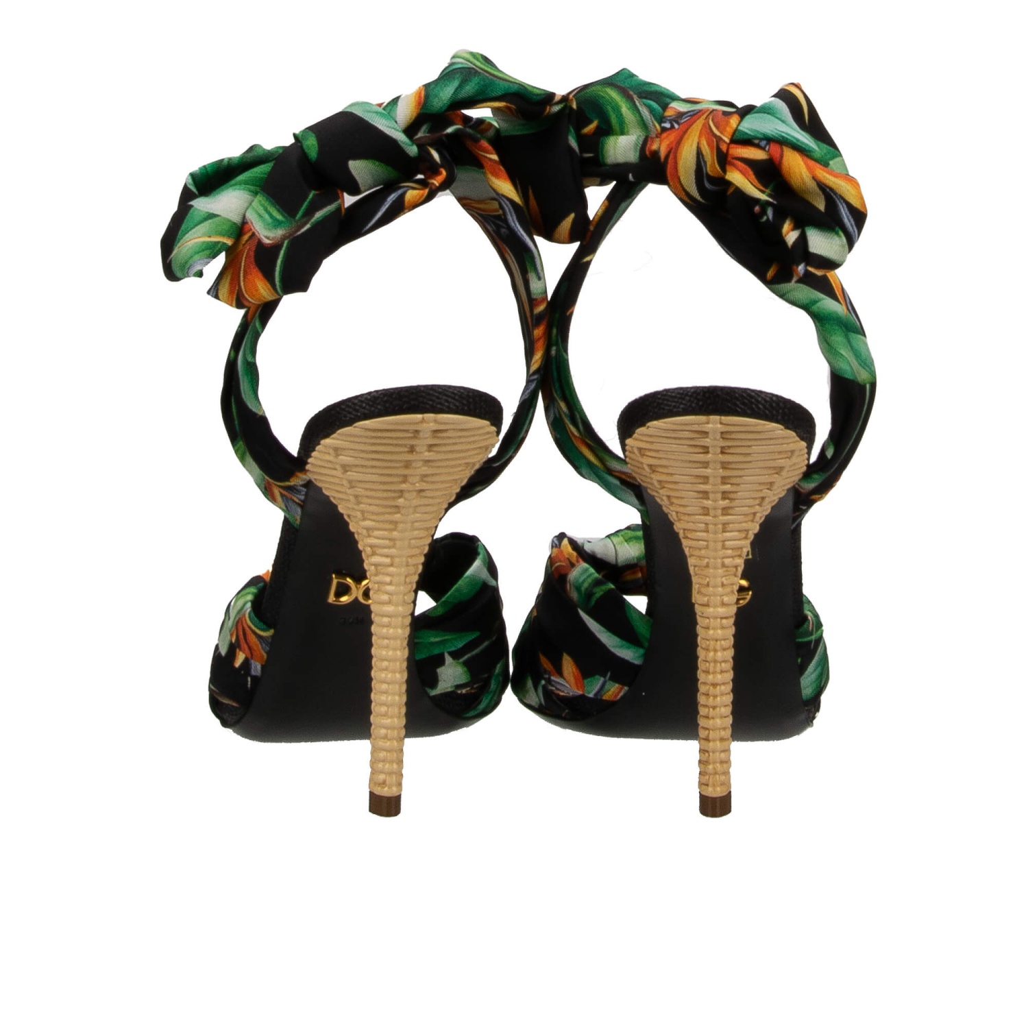 DOLCE & GABBANA Tropical Flower Silk Lace Sandals Heels