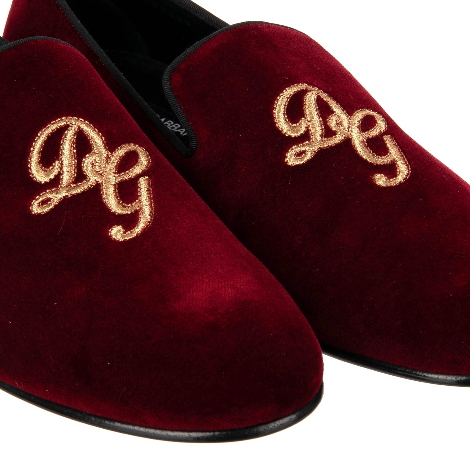 DOLCE GABBANA Velvet Loafer Shoes AMALFI with Logo Embroidery
