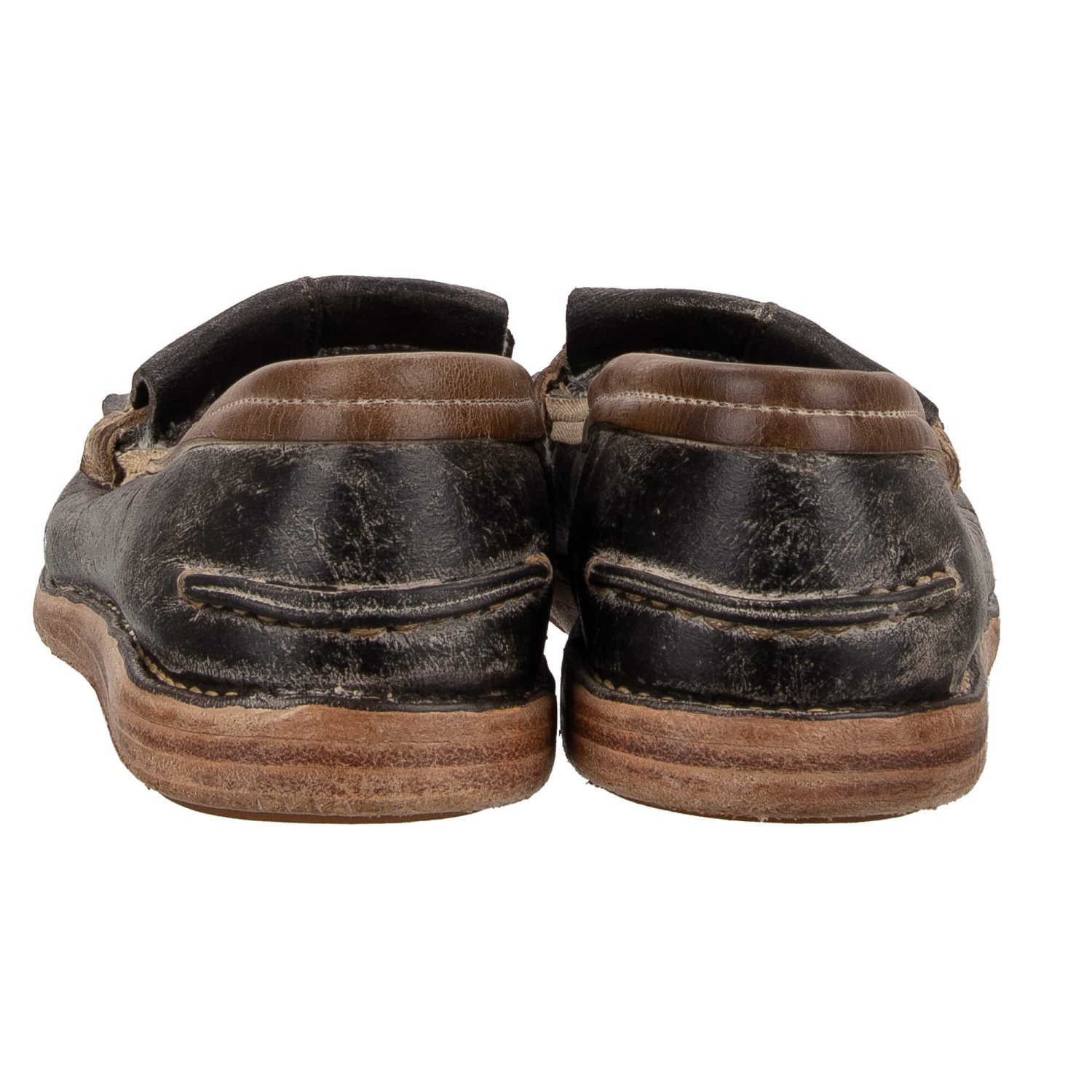 DOLCE & GABBANA Vintage Style Leather Loafer Shoes Black Brown