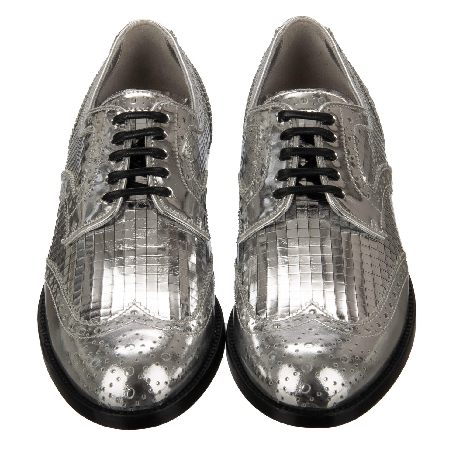 DOLCE & GABBANA Disco Ball Stil Leder Brogue Schuhe BOY