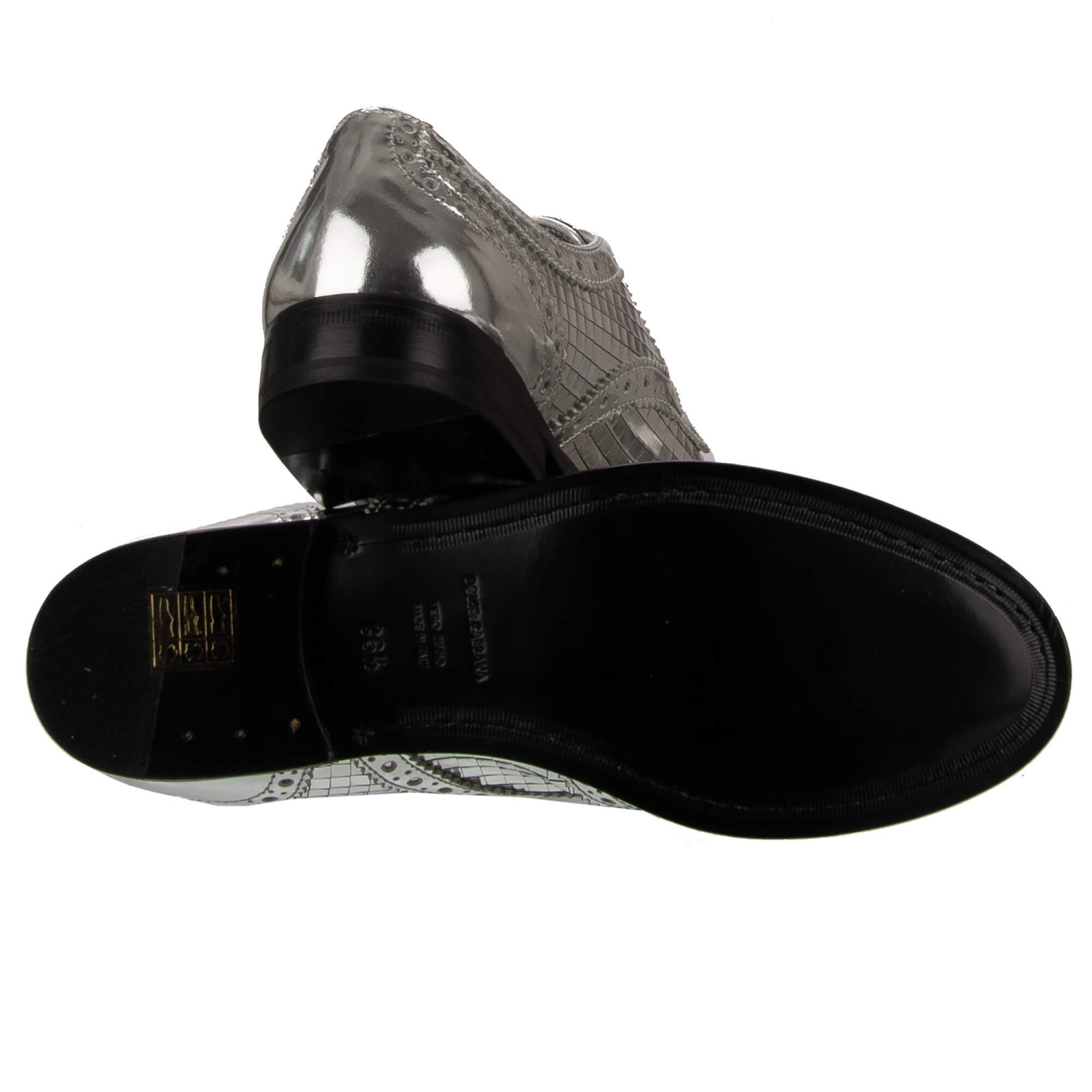 DOLCE & GABBANA Disco Ball Stil Leder Brogue Schuhe BOY