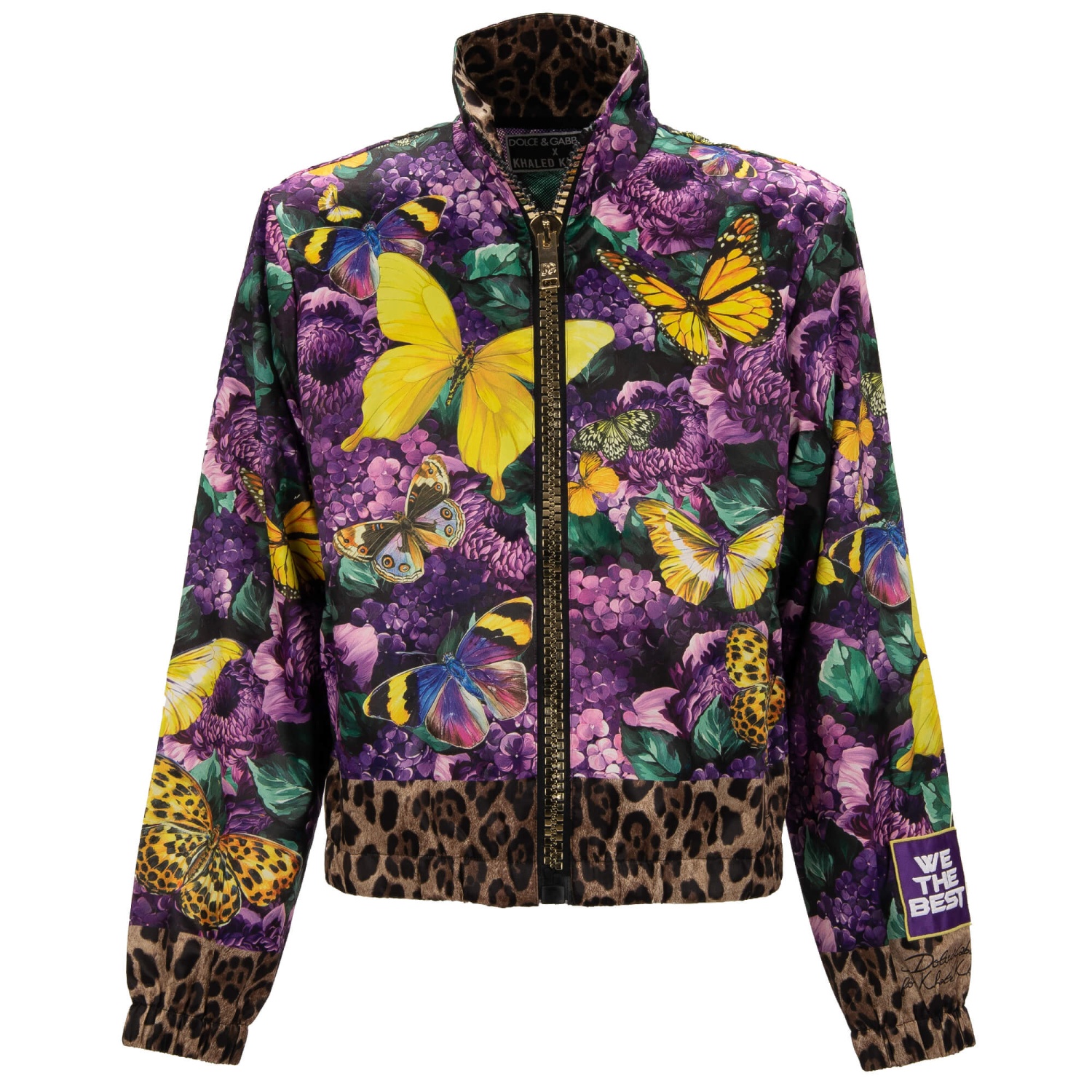 DOLCE & GABBANA x DJ KHALED Butterfly Leopard Satin Jacket Purple