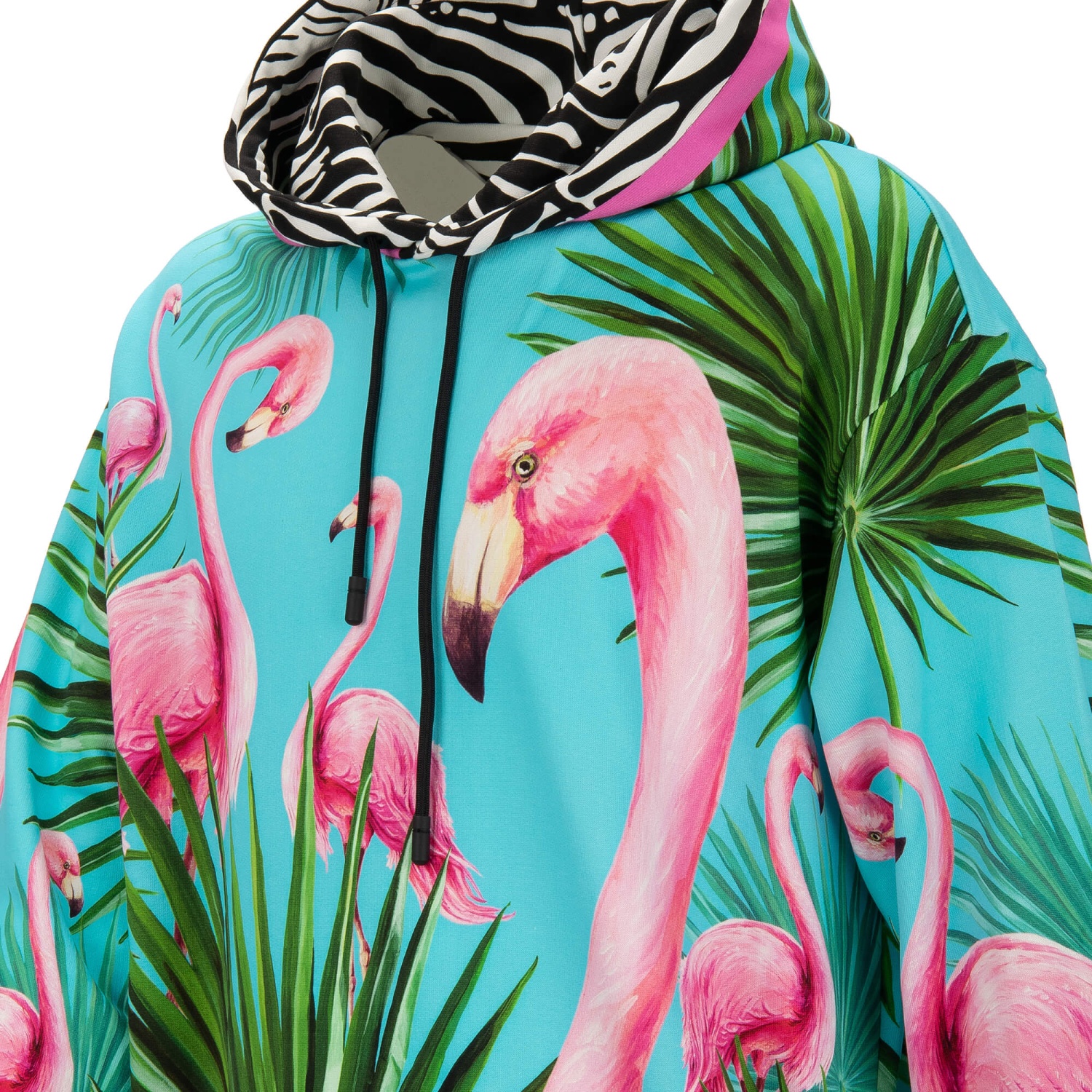Chemise En Soie Dolce & Gabbana X DJ Khaled - Motif Flamant Rose Et Zèbre Bleu - Taille Régulière M - Neuf Avec étiquettes