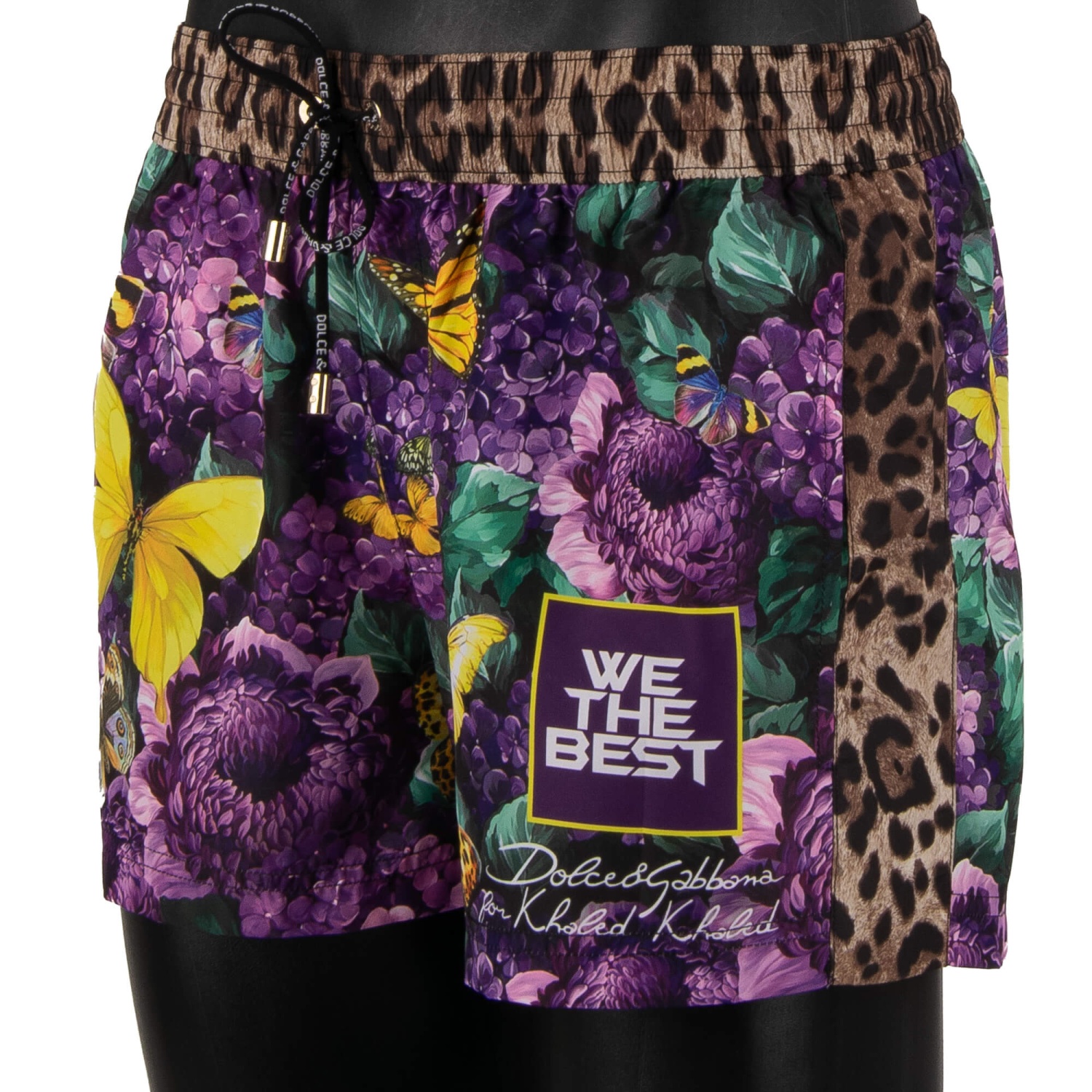 DOLCE & GABBANA x DJ KHALED Leopard Bag Beachwear Swim Shorts