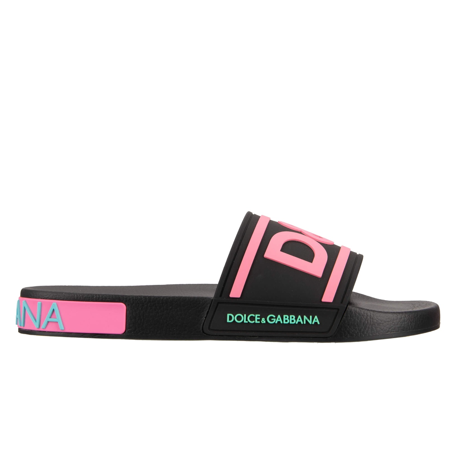 【関税＆送料込み】Dolce & Gabbana 'Dg Millennials' Slides Calfskin slides with DG Millennials logo in Black for Women