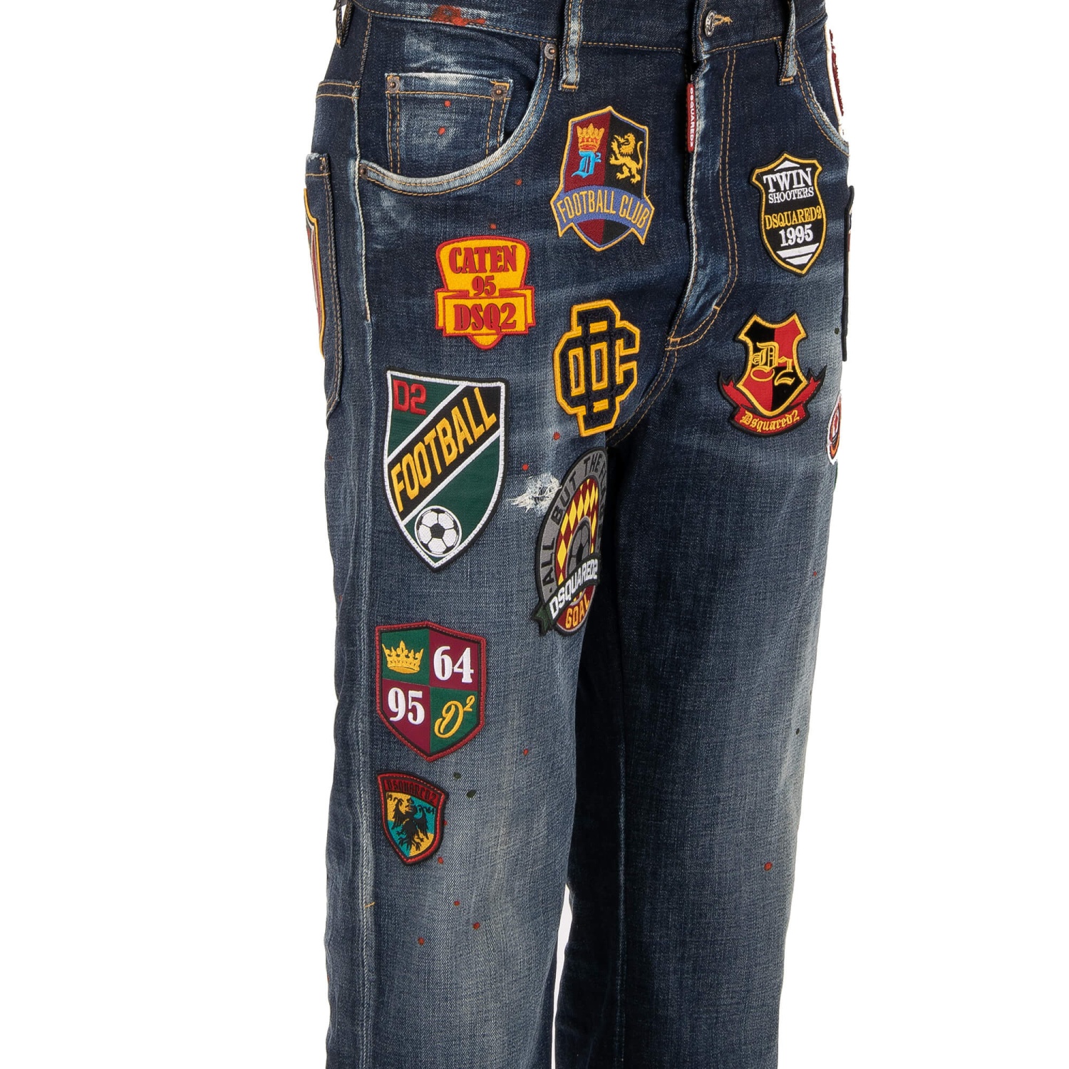 Dsquared2 ロゴ パッチ ディストレスト ジーンズ