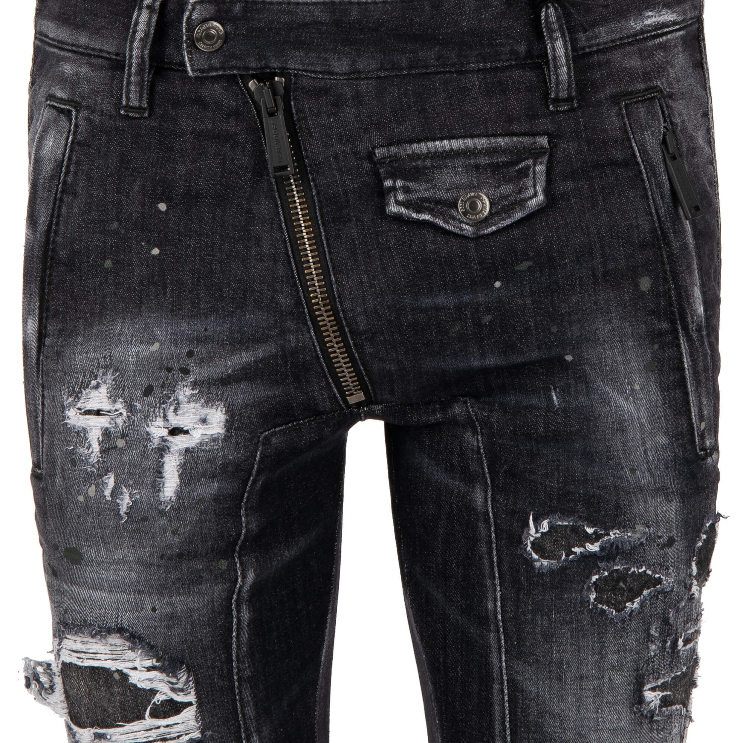【格安】DSQUARED2 ZIP Parker DSQUARED2 Distressed Logo Zip Color Splash Jeans Pants