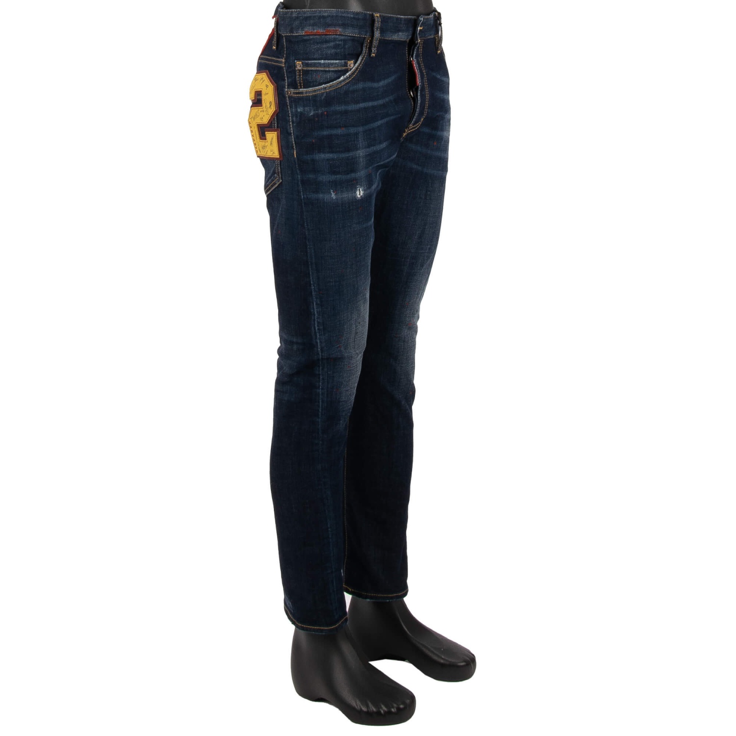 DSQUARED2 Distressed SEXY TWIST JEAN 2 Rugby Logo Jeans Pants Blue