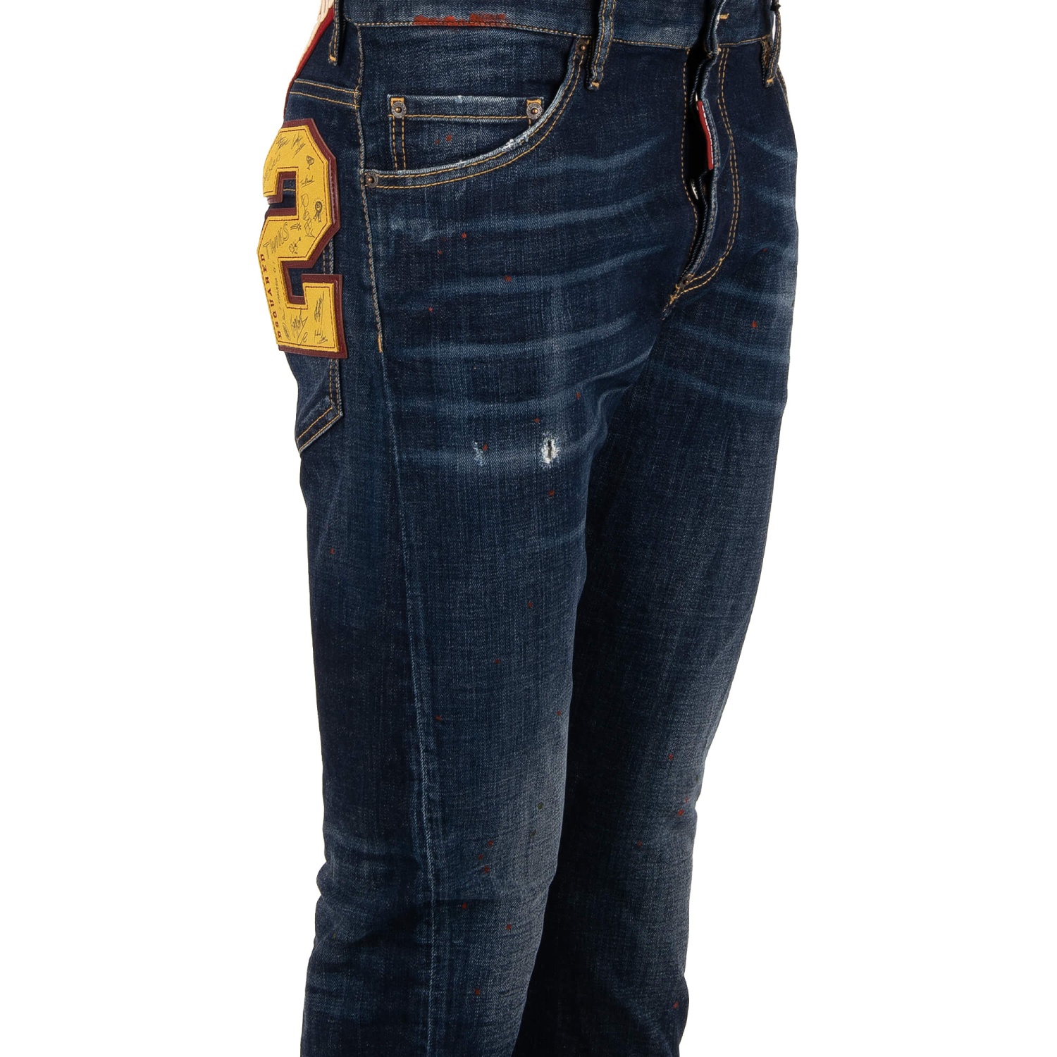 DSQUARED2 Distressed SEXY TWIST JEAN 2 Rugby Logo Jeans Pants Blue