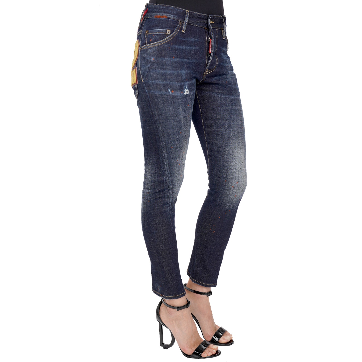 DSQUARED2 Sexy Twist Jean Logo Patch Denim Jeans Blue It 42