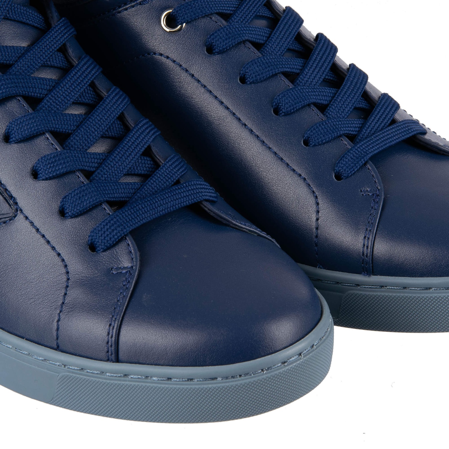 DOLCE & GABBANA High-Top Leather Sneaker Shoes LONDON Logo Blue