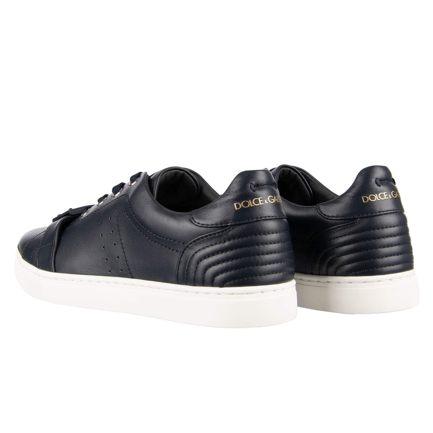DOLCE & GABBANA Leather Sneaker Shoes with Logo and Buckle