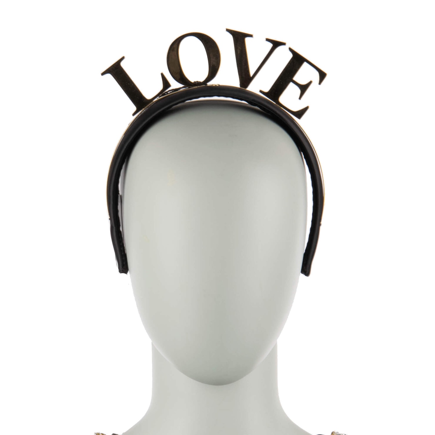 DOLCE & GABBANA Love Crown Letters Nylon Headband Black Gold