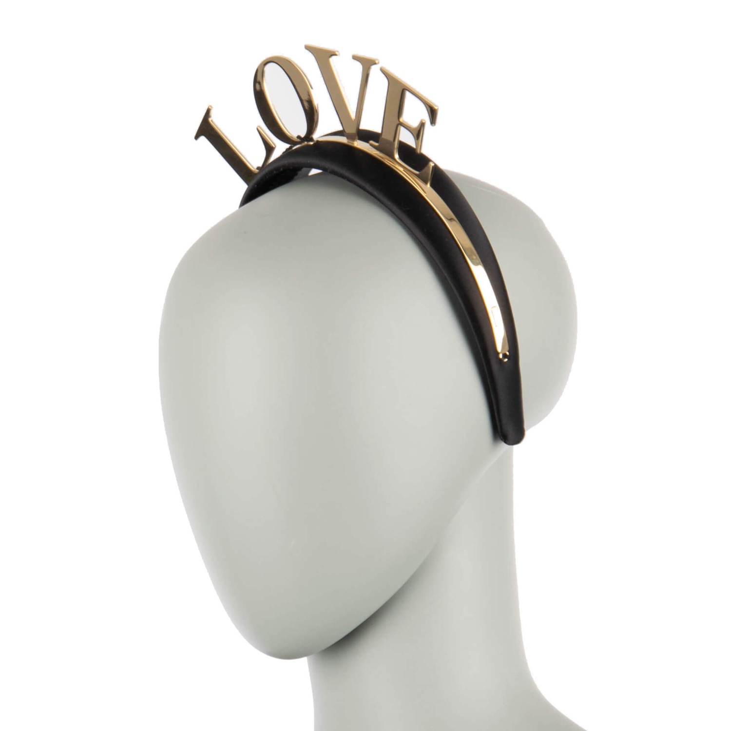 DOLCE & GABBANA Love Crown Letters Nylon Headband Black Gold